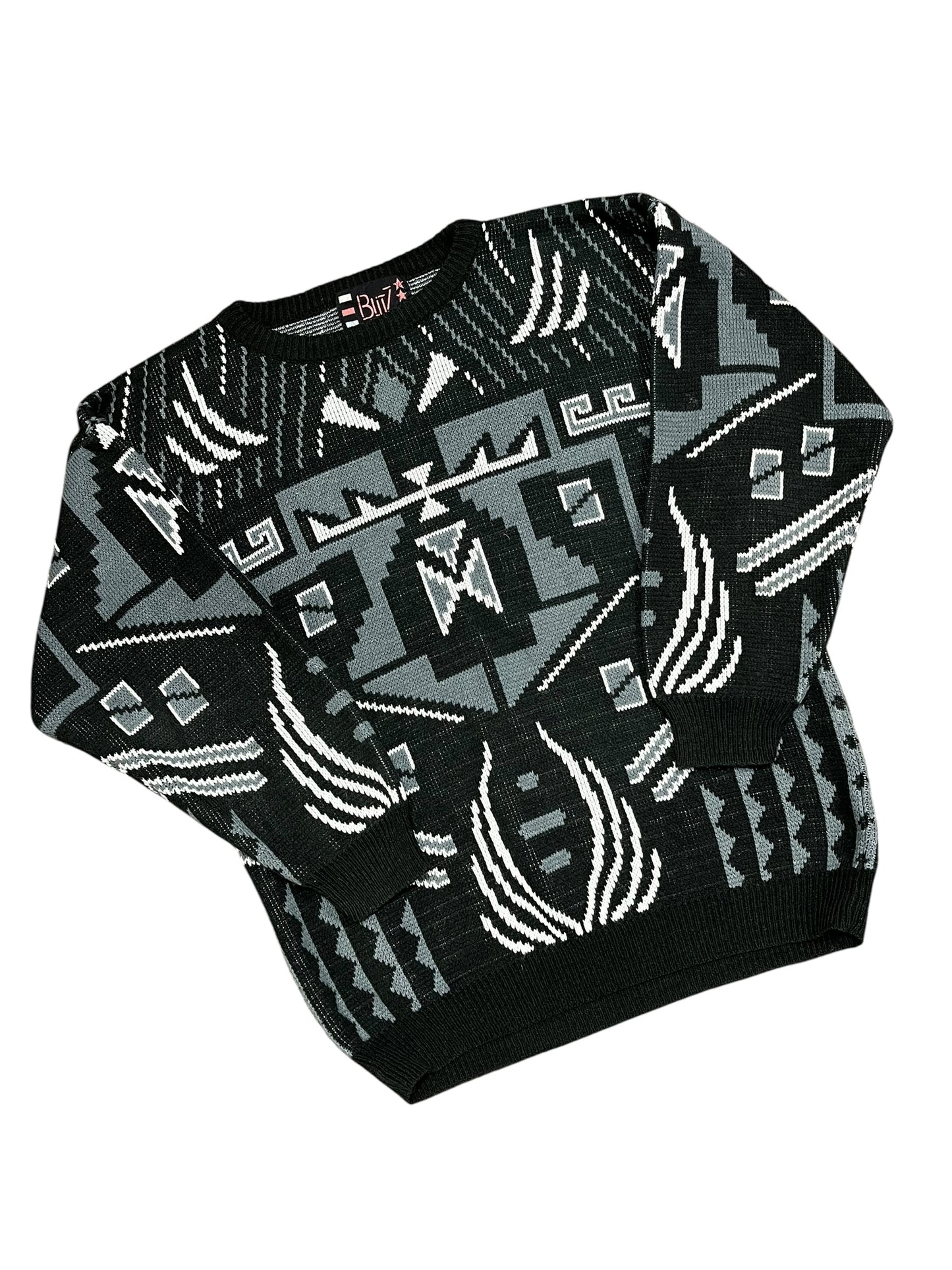 M - Blitz 80s Patterned Knit Sweater