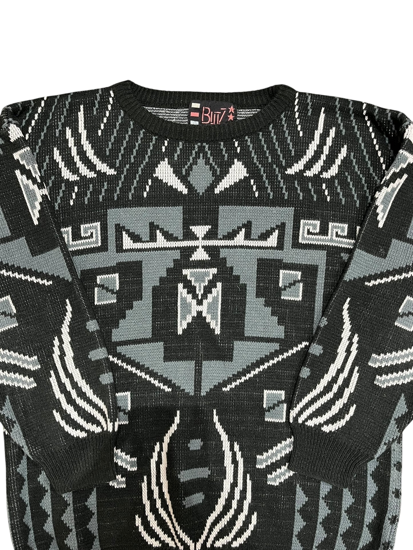 M - Blitz 80s Patterned Knit Sweater