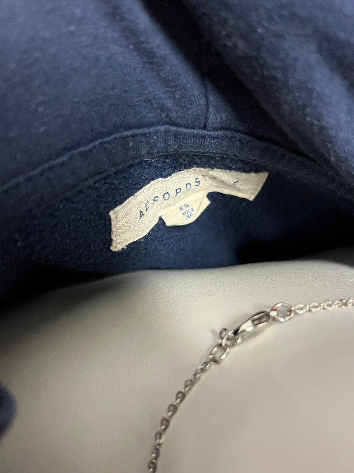 M - Aeropostale 2010s Navy Applique Zip Hoodie
