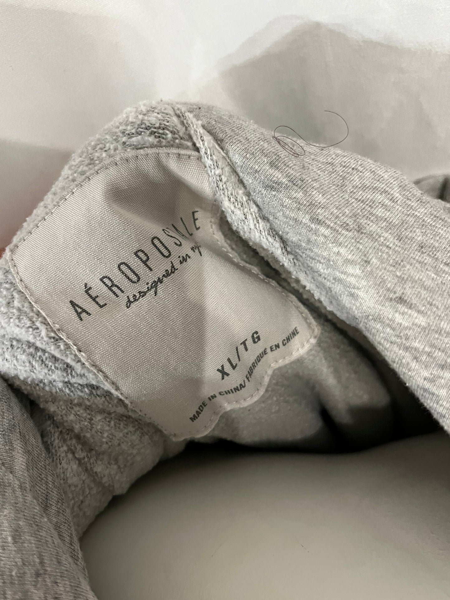 L/XL - Aeropostale Applique Grey + White Zip Hoodie