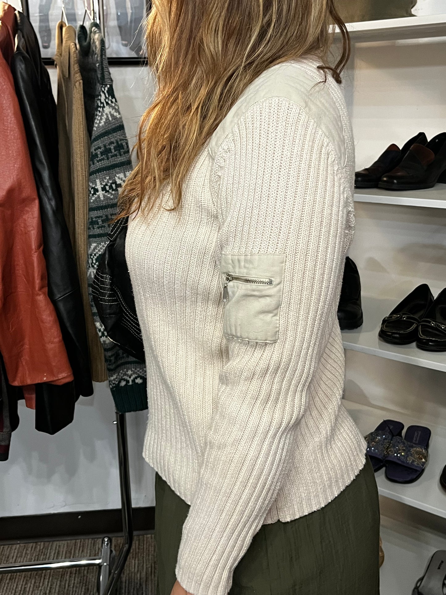 L - Jeanne Pierre 90s Cream Knit Sweater