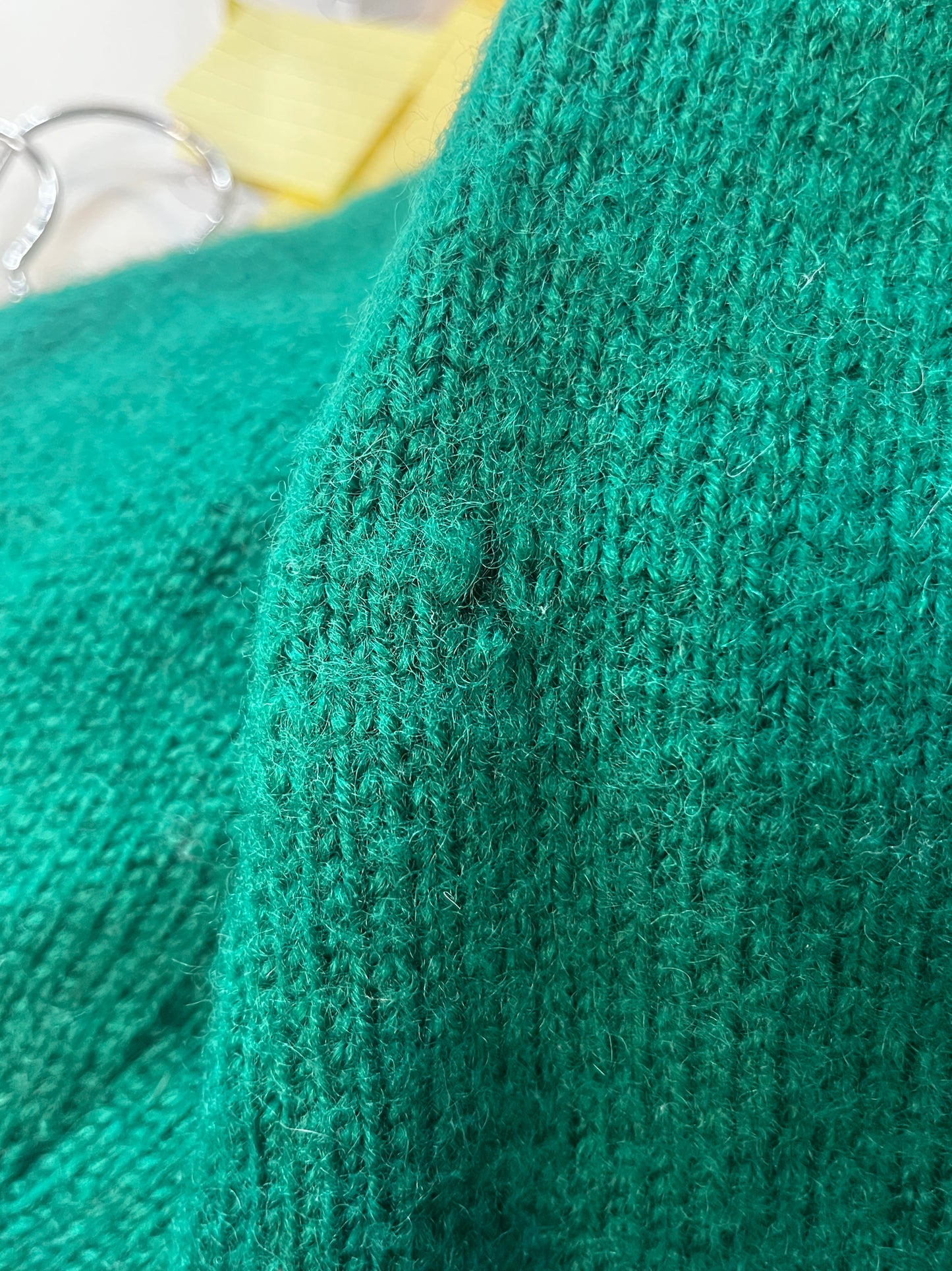 M - Green Wool Knit Zip Sweater