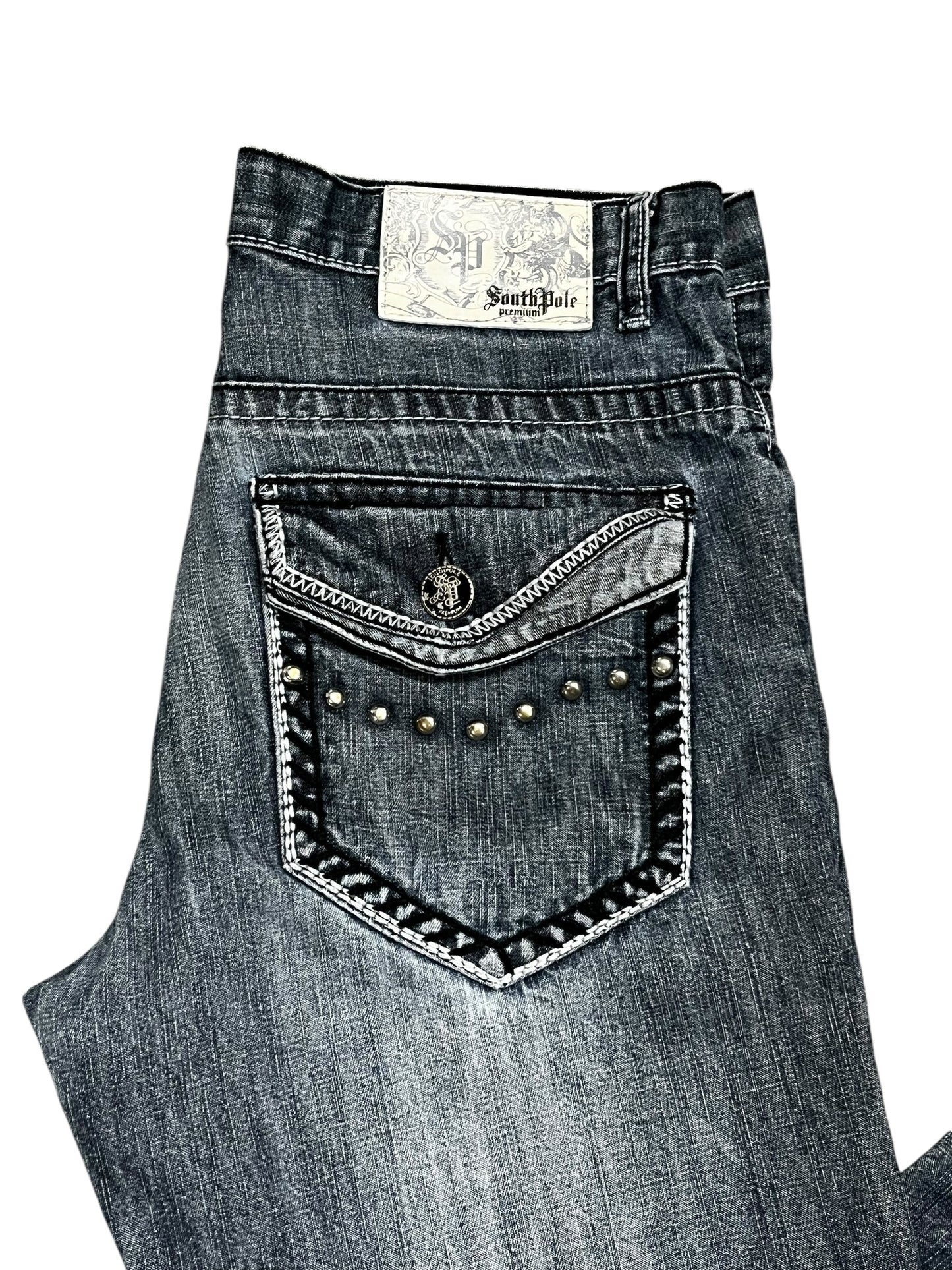 34"- South Pole Stud Detail 2000s Jeans