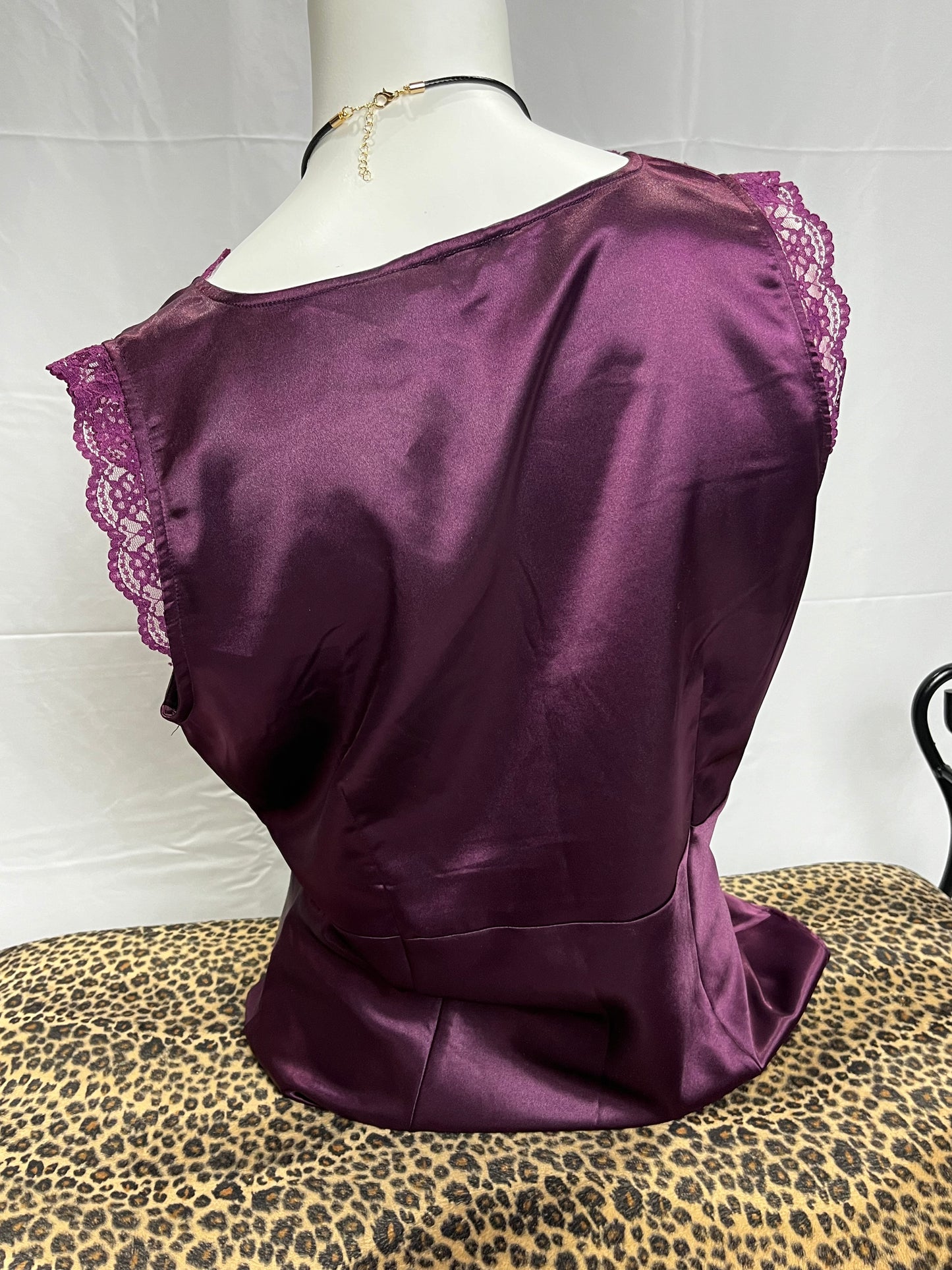 Purple Satin + Lace Slip Top