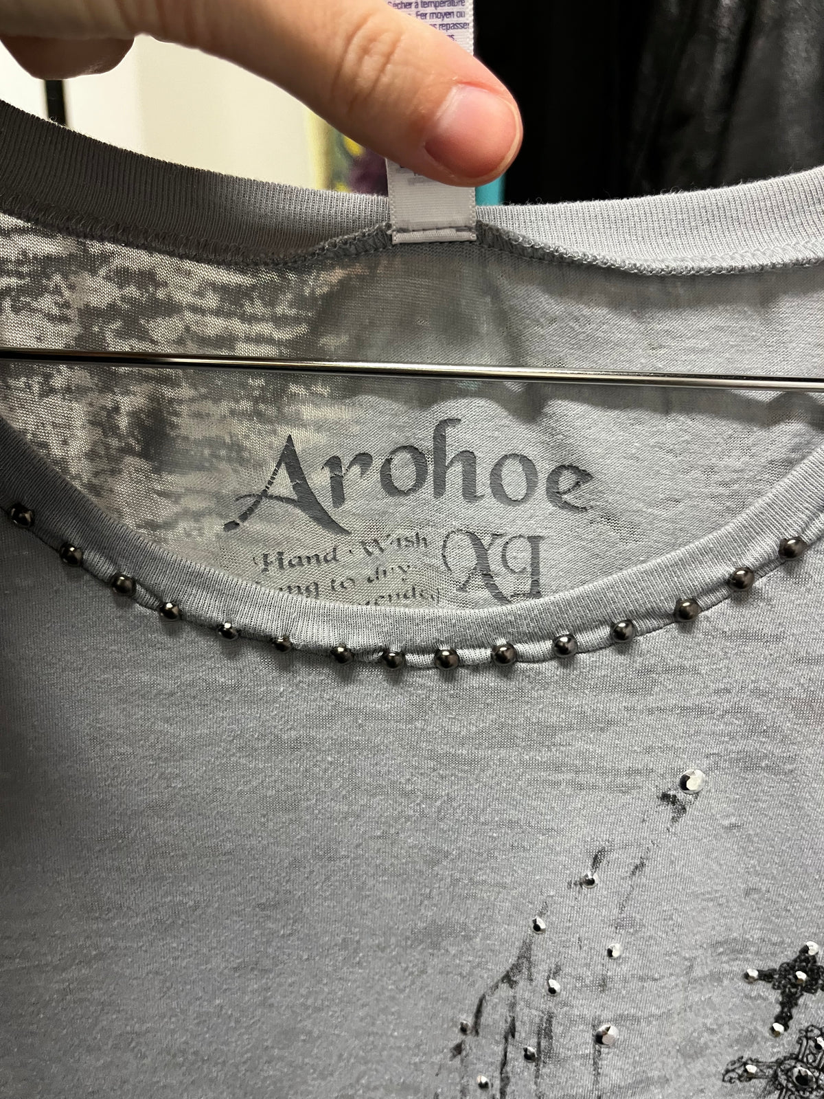 XL - Arohoe Gothic Stud Detail Graphic Top
