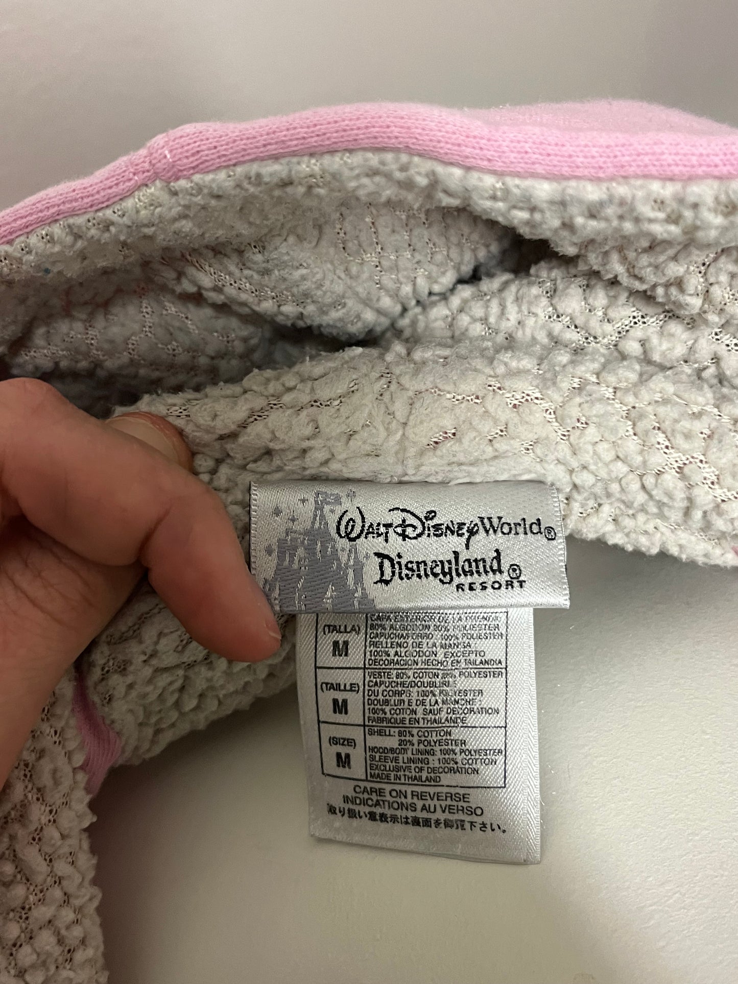 M - Disneyland Y2K Pink Sherpa Lined Zip Hoodie