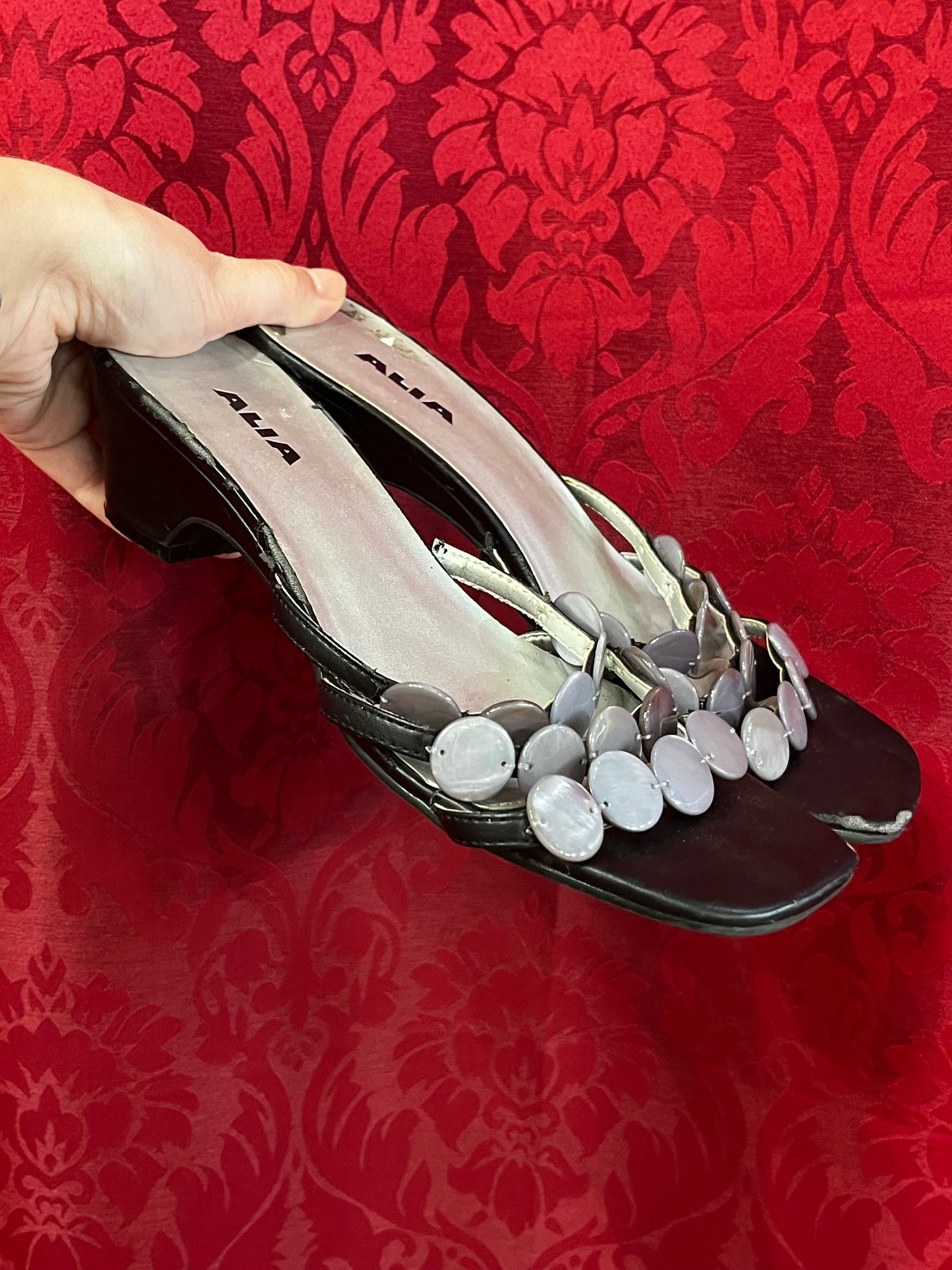 SZ 8 - ALIA Beaded Strap Kitten Heel