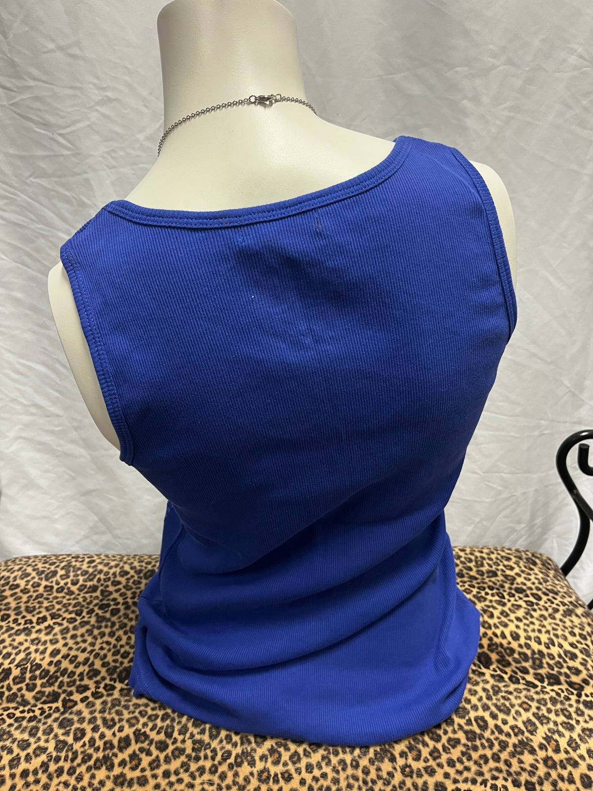 XL - Silent Angels Y2K Blue Sequin Ribbed Tank Top