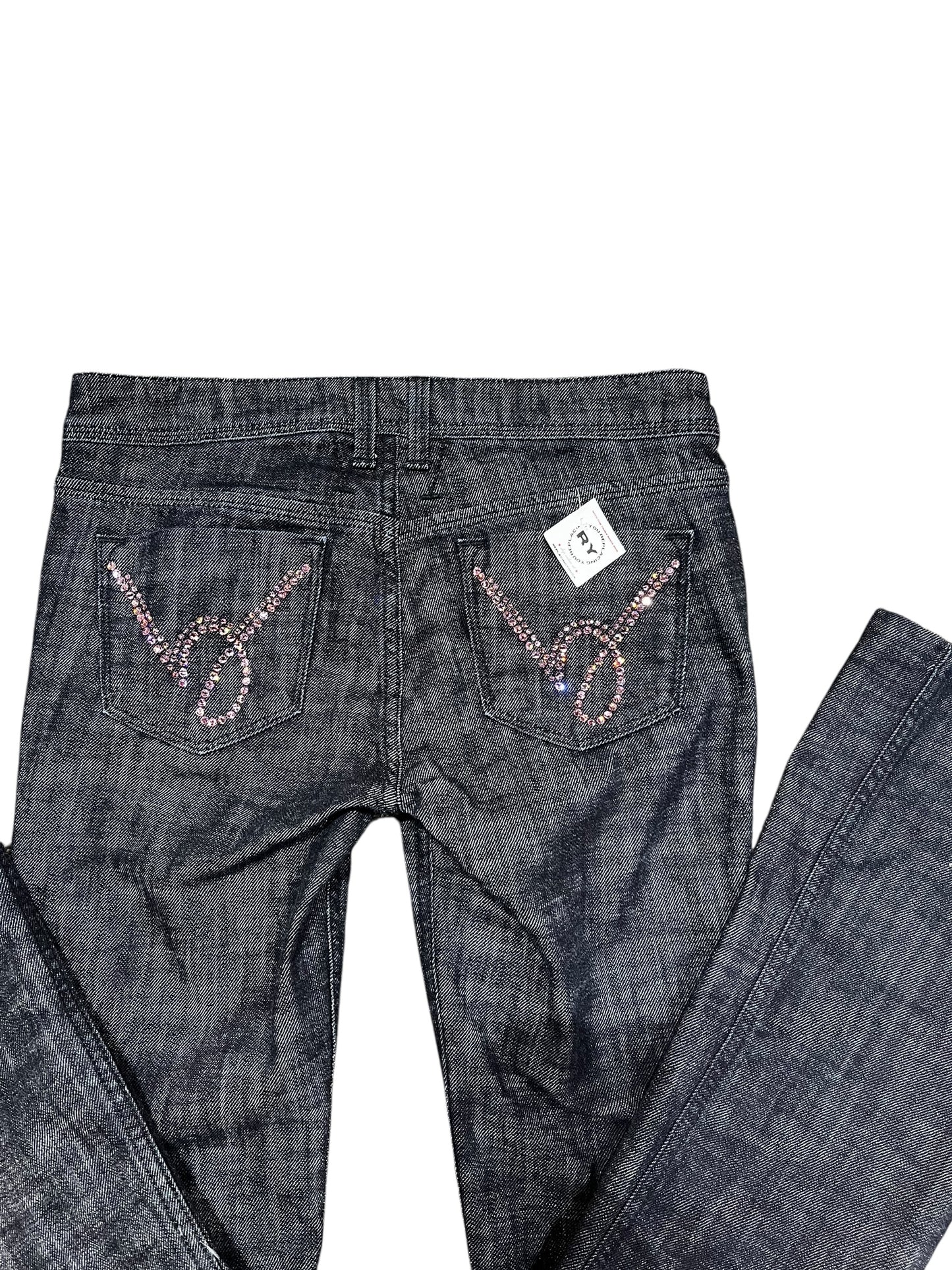 28" - BEBE 2000s Pink Rhinestone Low-Rise Jeans