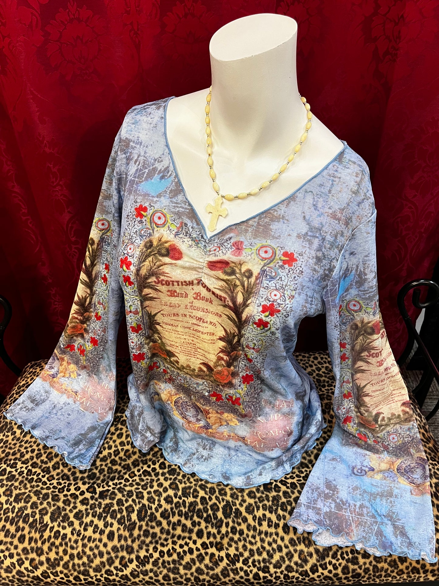 L - OneWorld Mesh All-Over Pattern Top