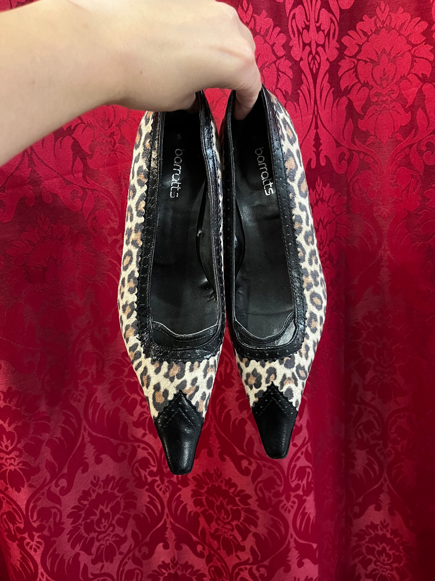 SZ 7.5 - Barratts Vintage Leopard Kitten Heel