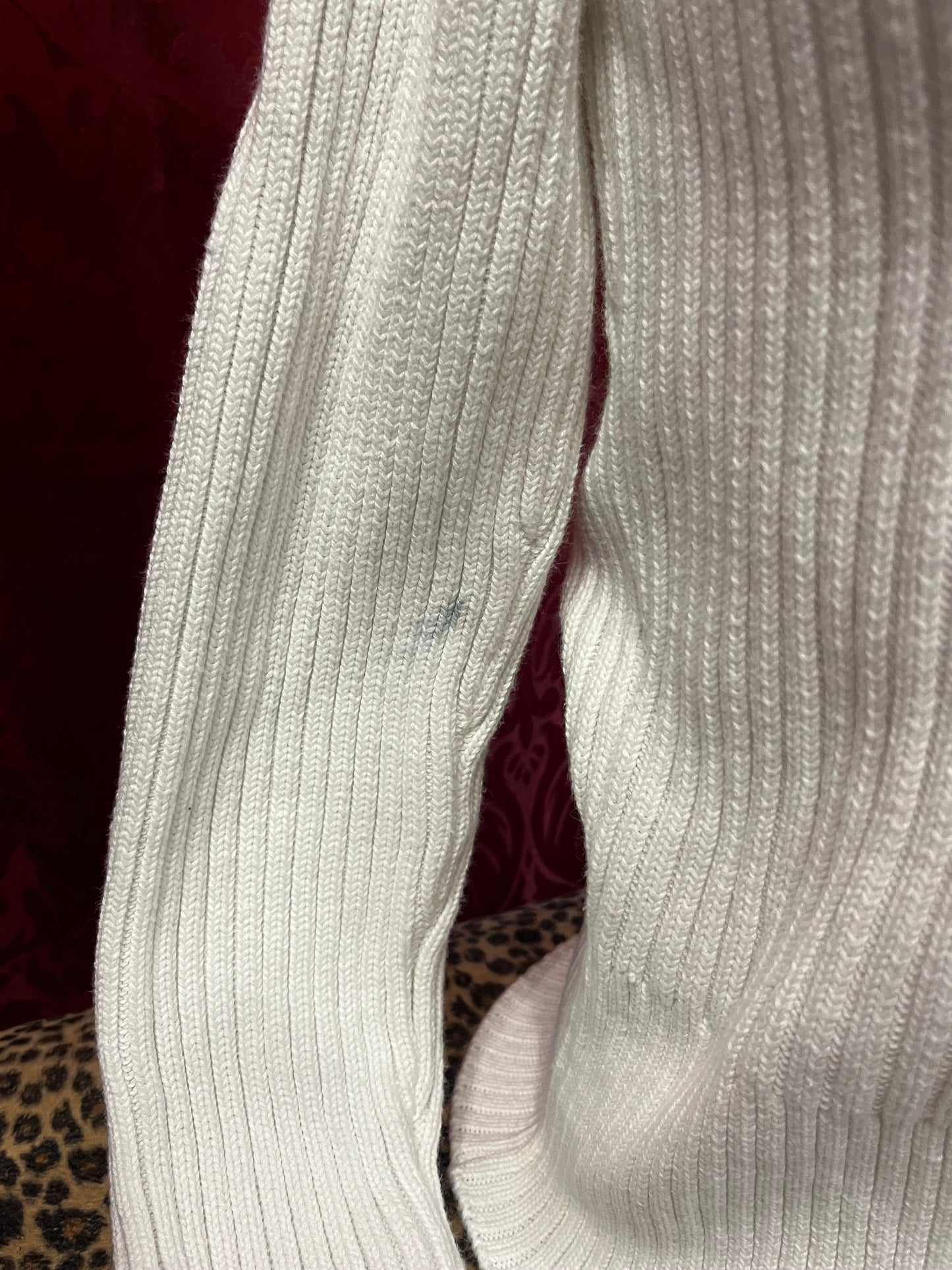 M - Ciera + Co White Knit Zip Sweater