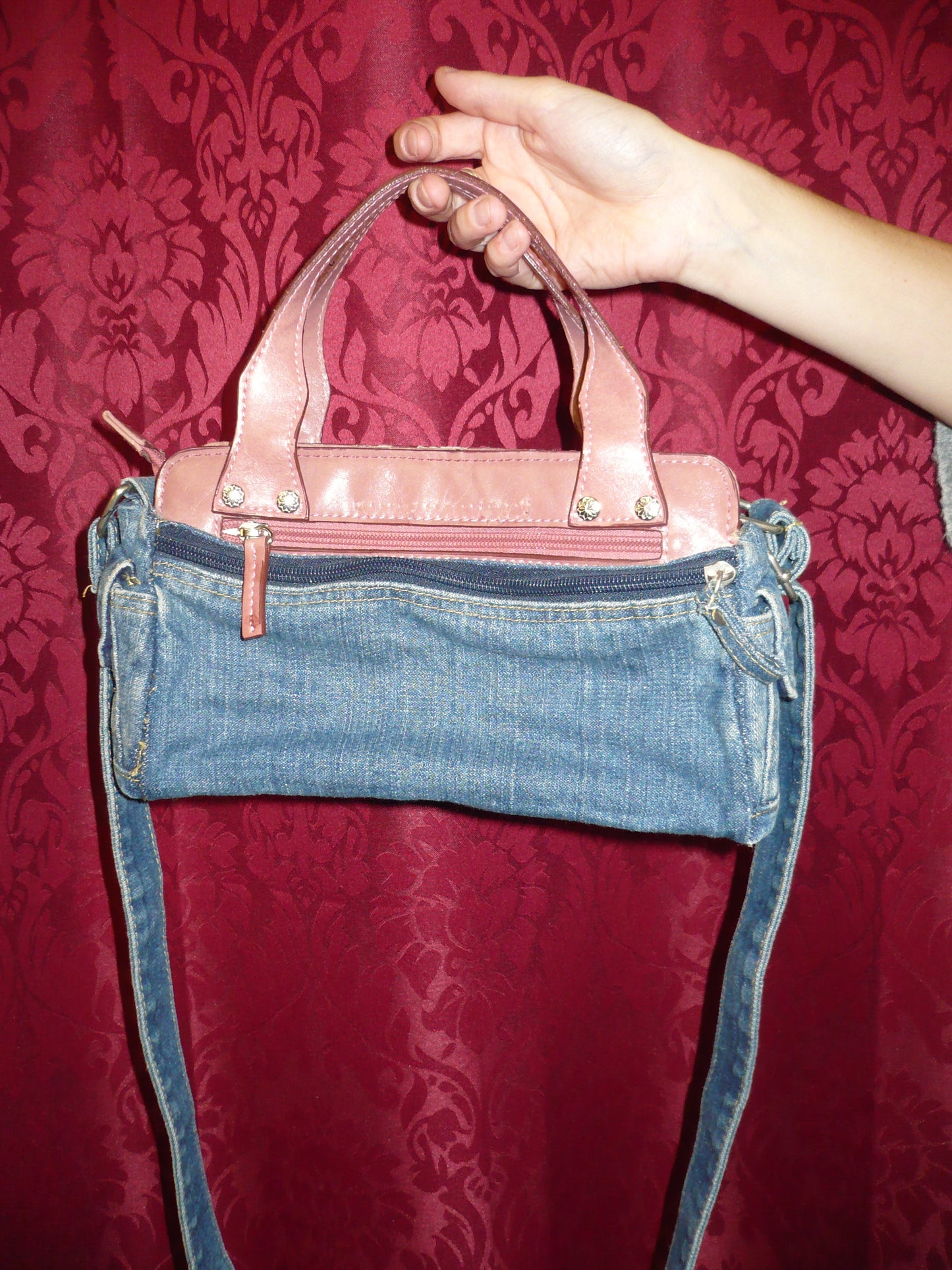 Joanne Denim + Pink Mini Purse