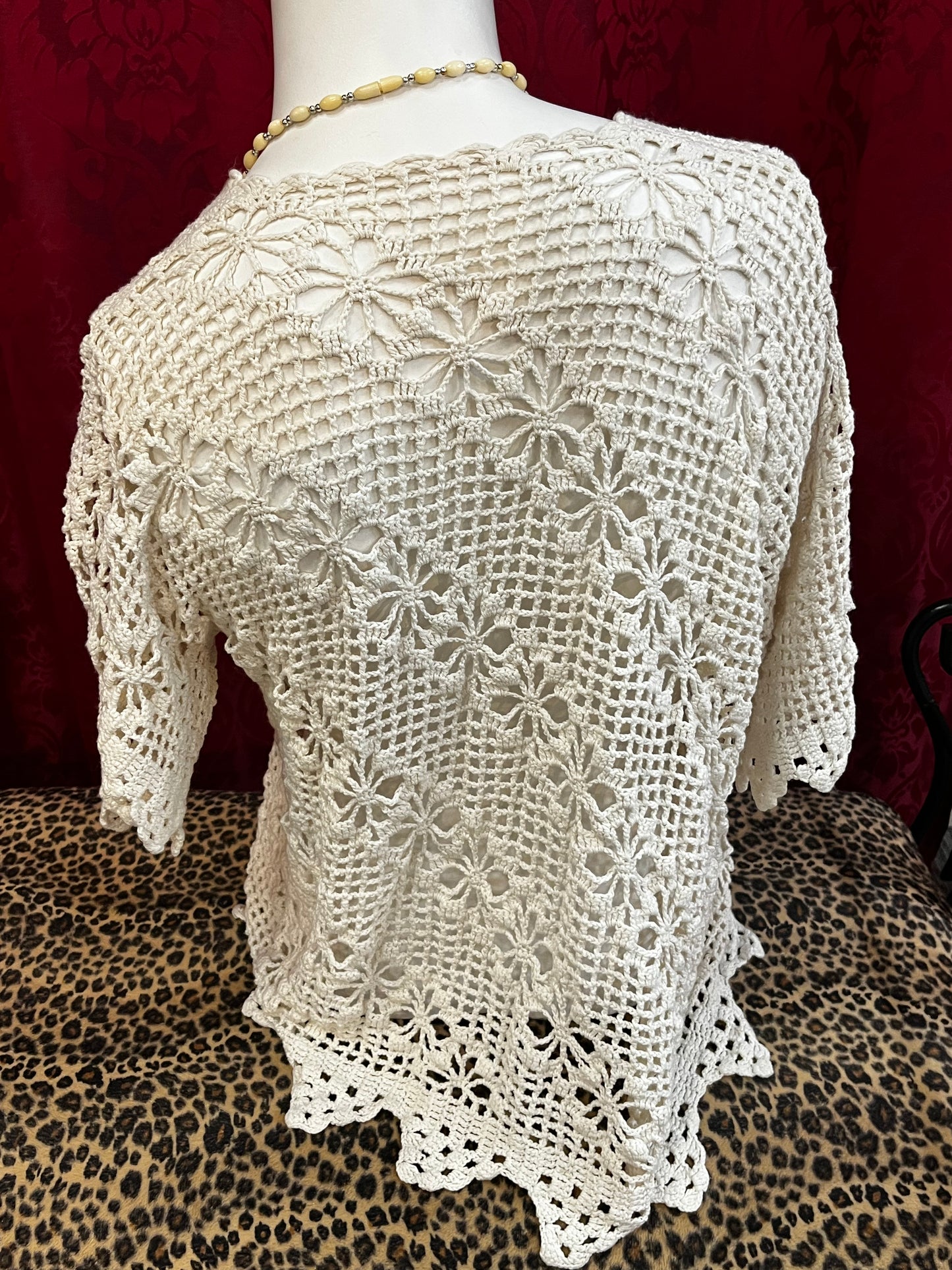 L - 90s Cream Crotchet Cardigan