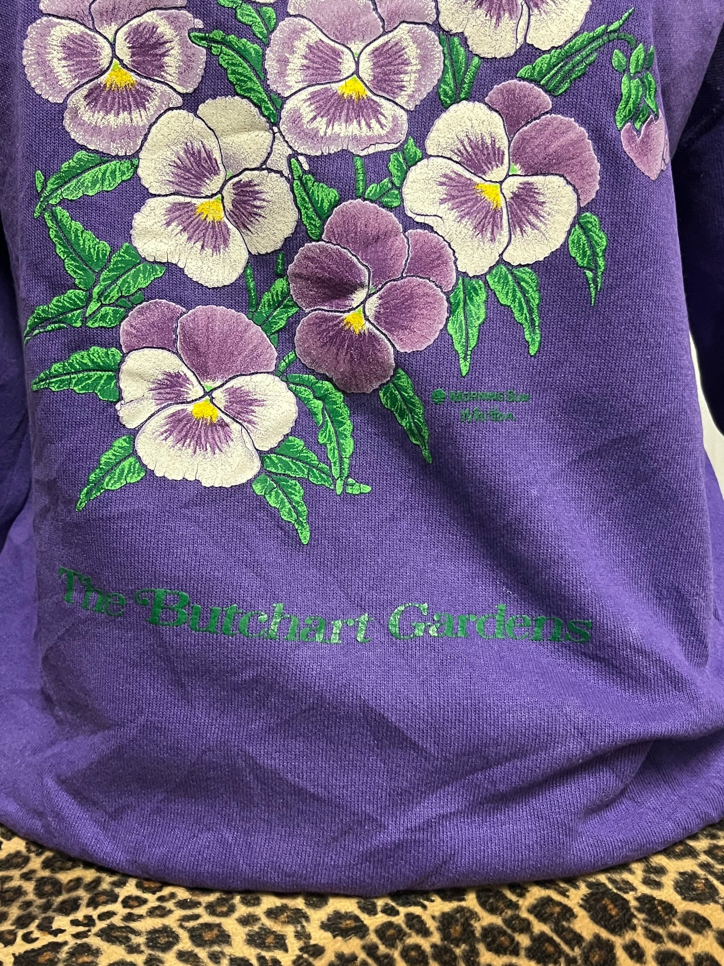 L - Morning Sun 80s Purple Collared Graphic Sweatshirt