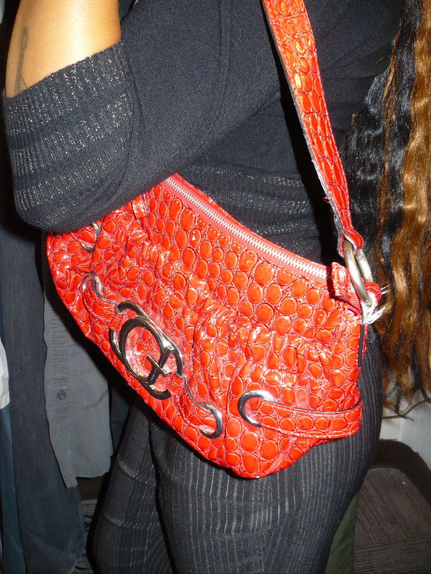 Guess Y2K Red Faux Snakeskin Purse