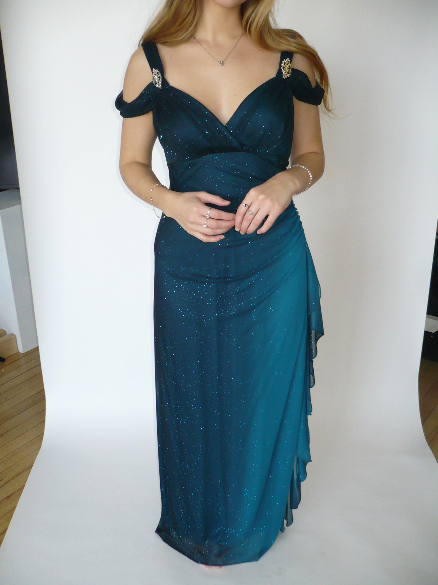 Laura Y2K Teal Sparkle Gown