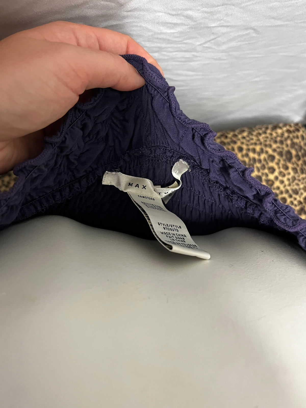 S - Max Studio Y2K Plum Smocked Detail Tunic Blouse