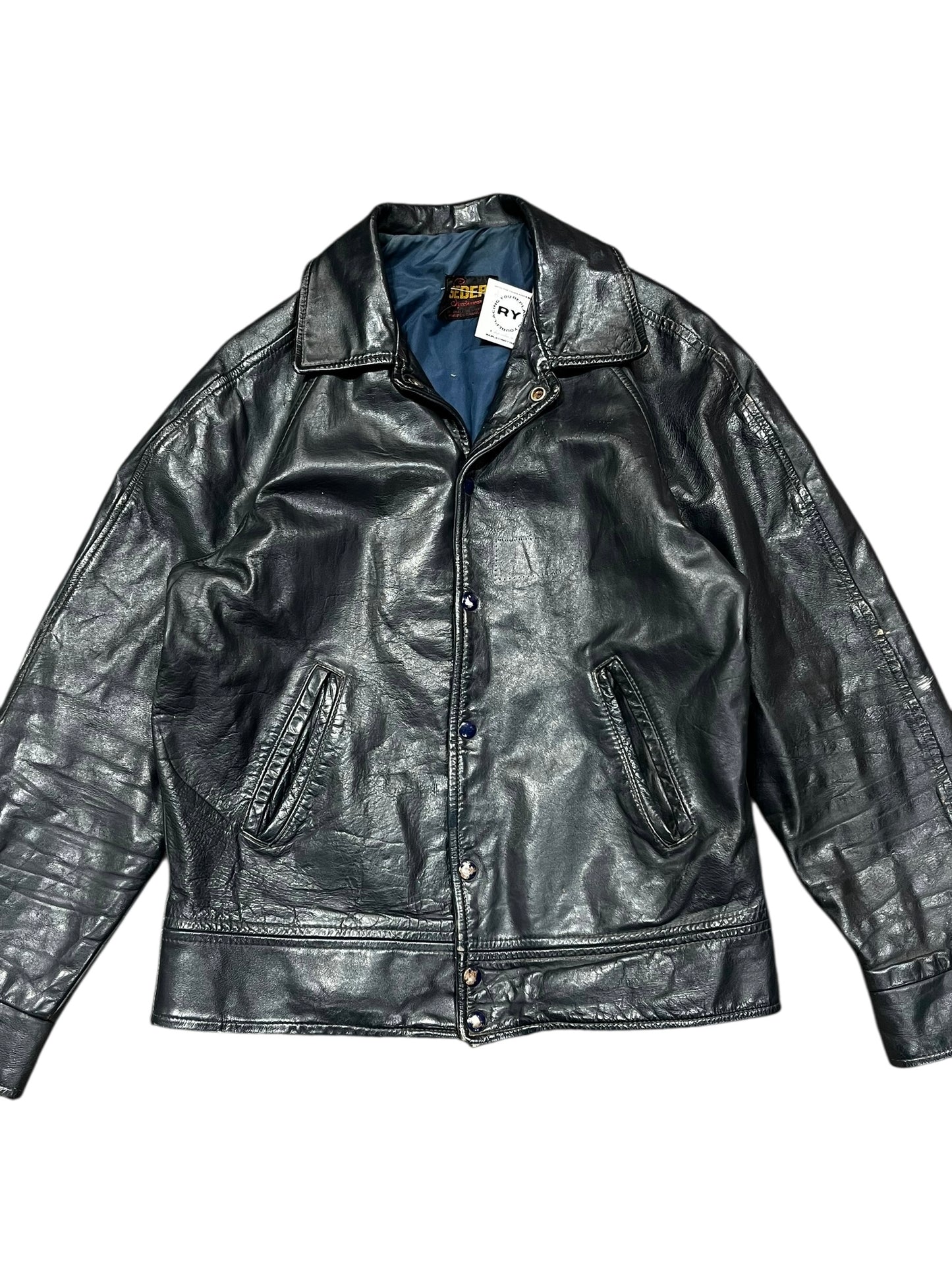 M - 1960s Seder Genuine Leather Car Coat Made In Canada