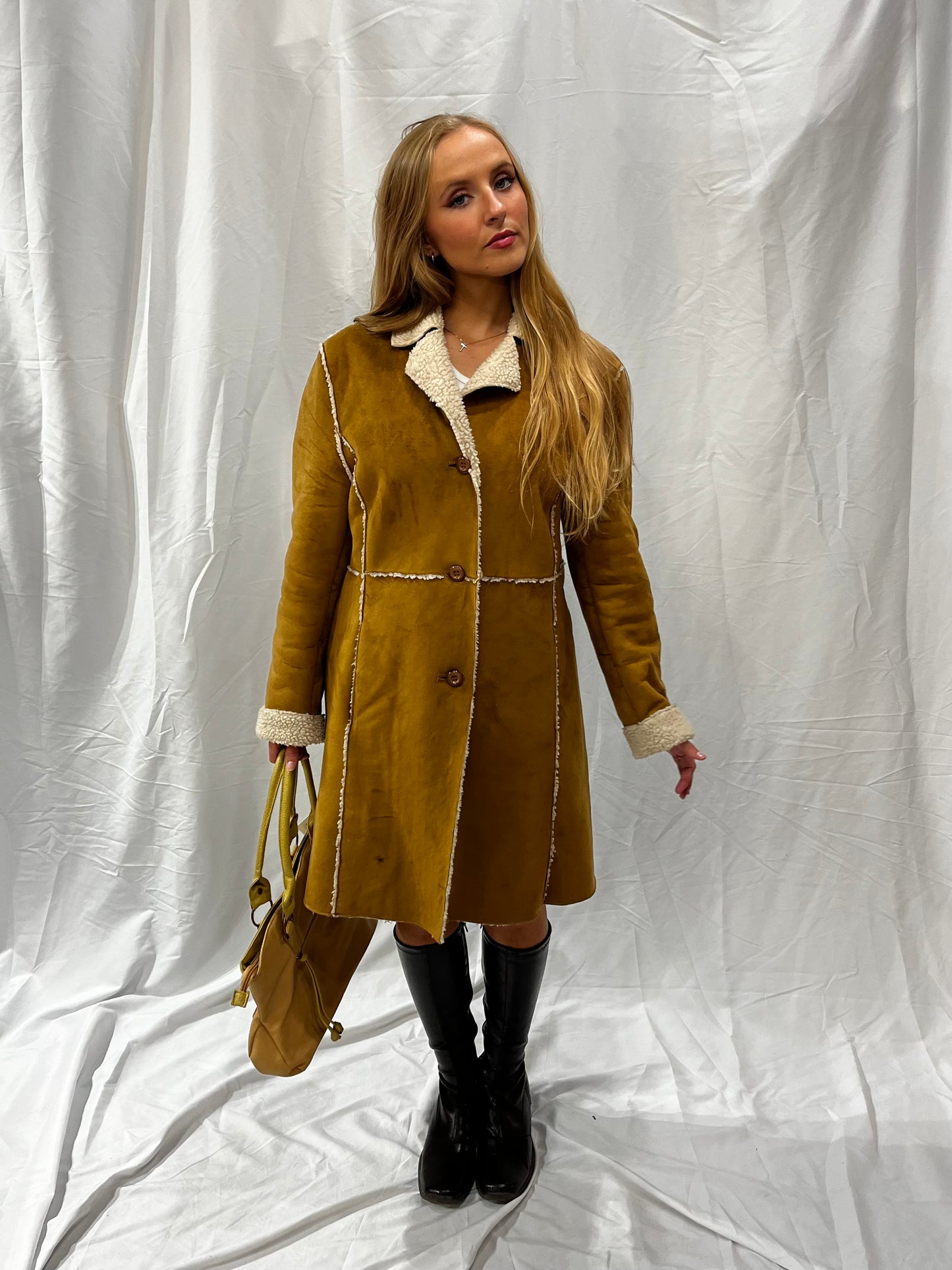 M - XNTRIK 90s Faux Suede Mid Length Jacket