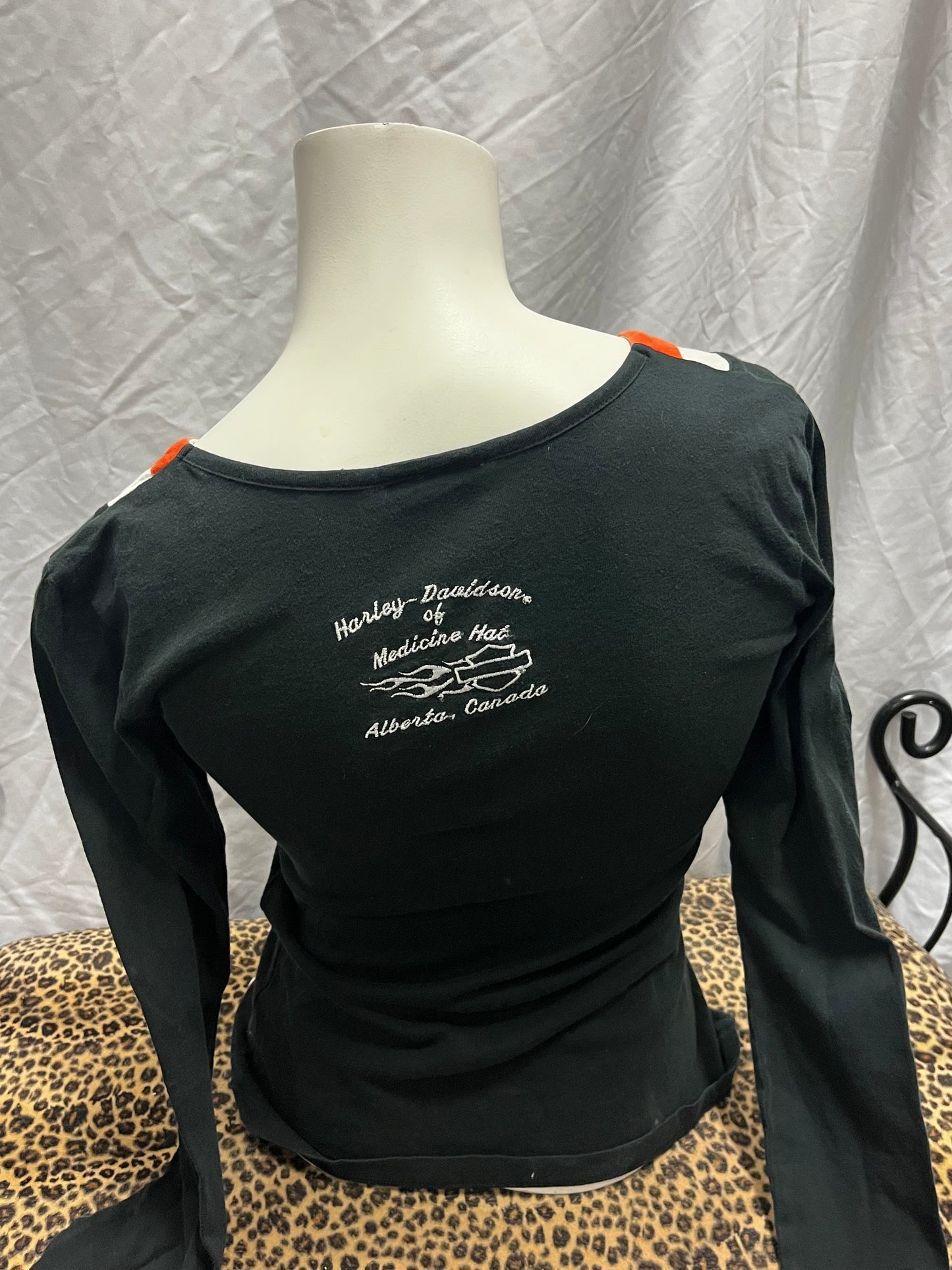 S/M - Harley 2000s Outline Deep Neck Top