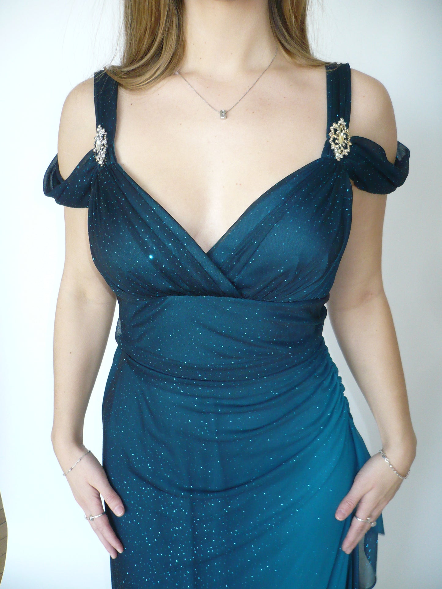Laura Y2K Teal Sparkle Gown