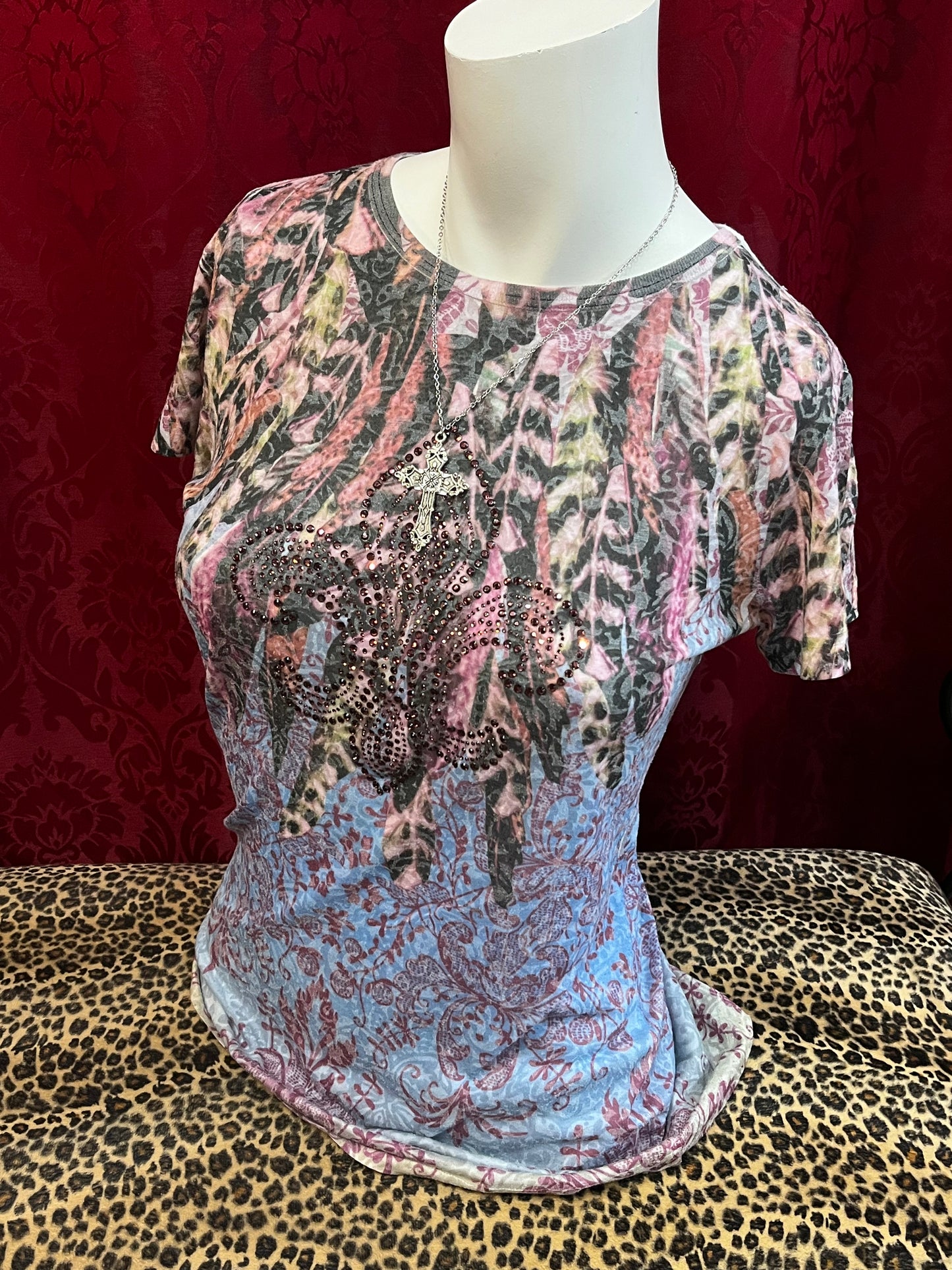 L - Sledge USA Y2K Rhinestone Graphic Top