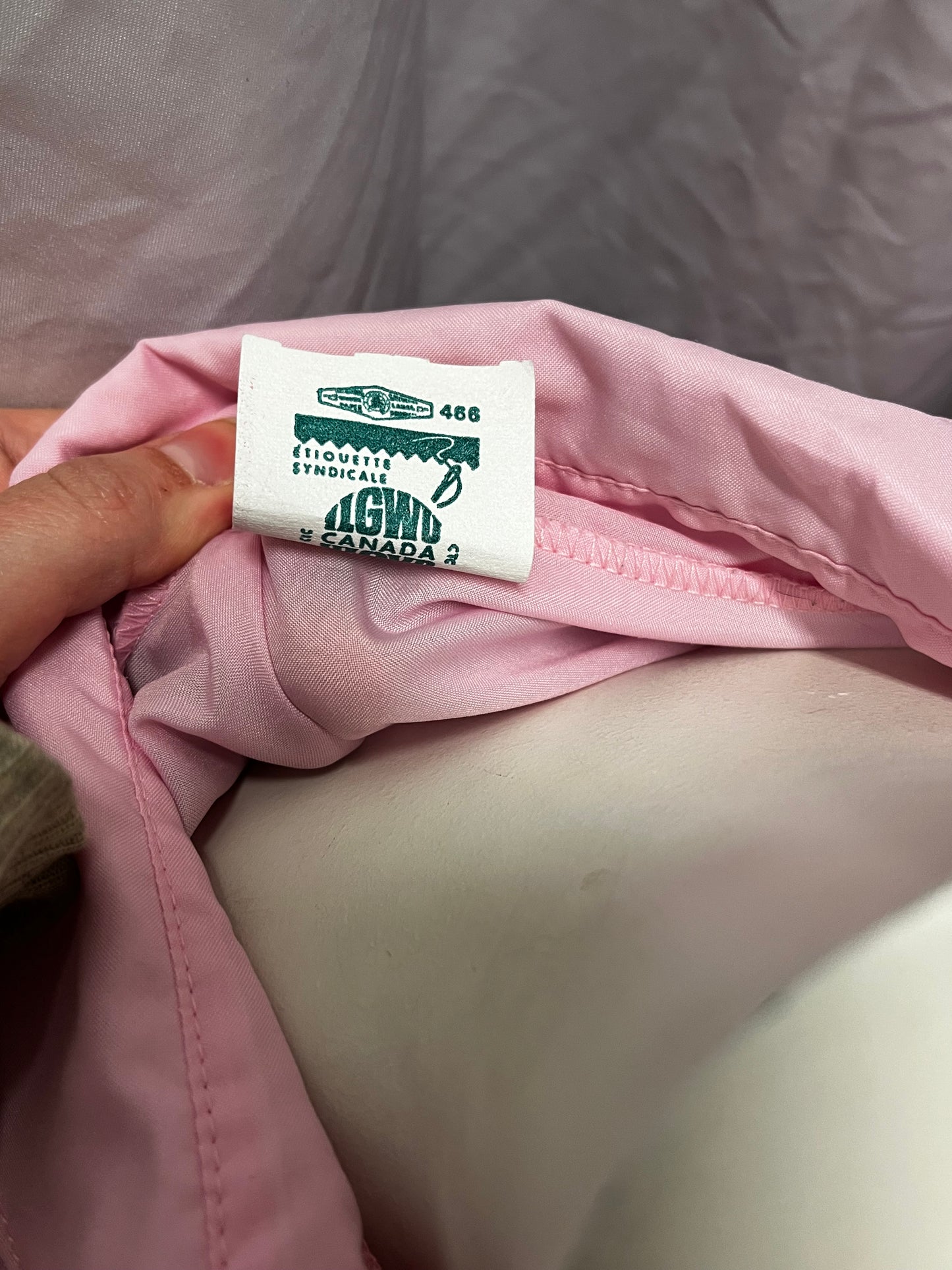 M - Pink Ruffle Neck Button Blouse Made In Canada