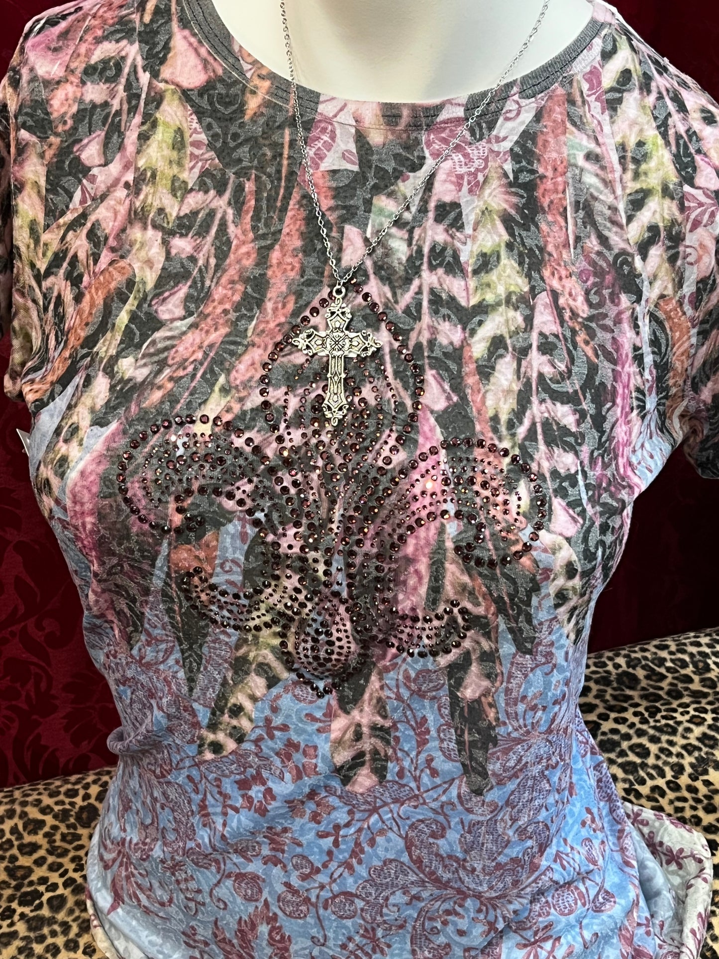 L - Sledge USA Y2K Rhinestone Graphic Top