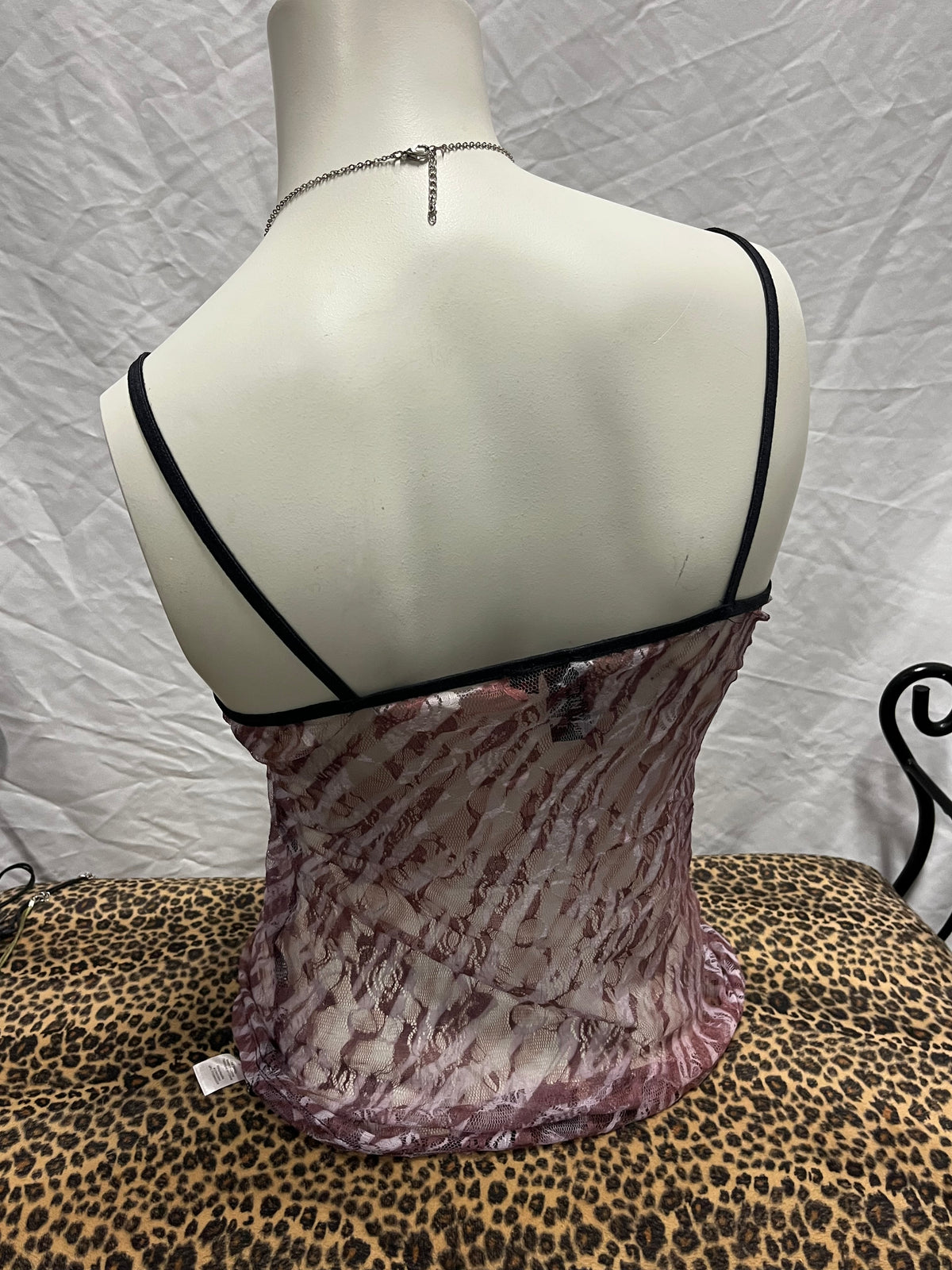 S - Hollywood Era Y2K Lace Mesh Cami Top