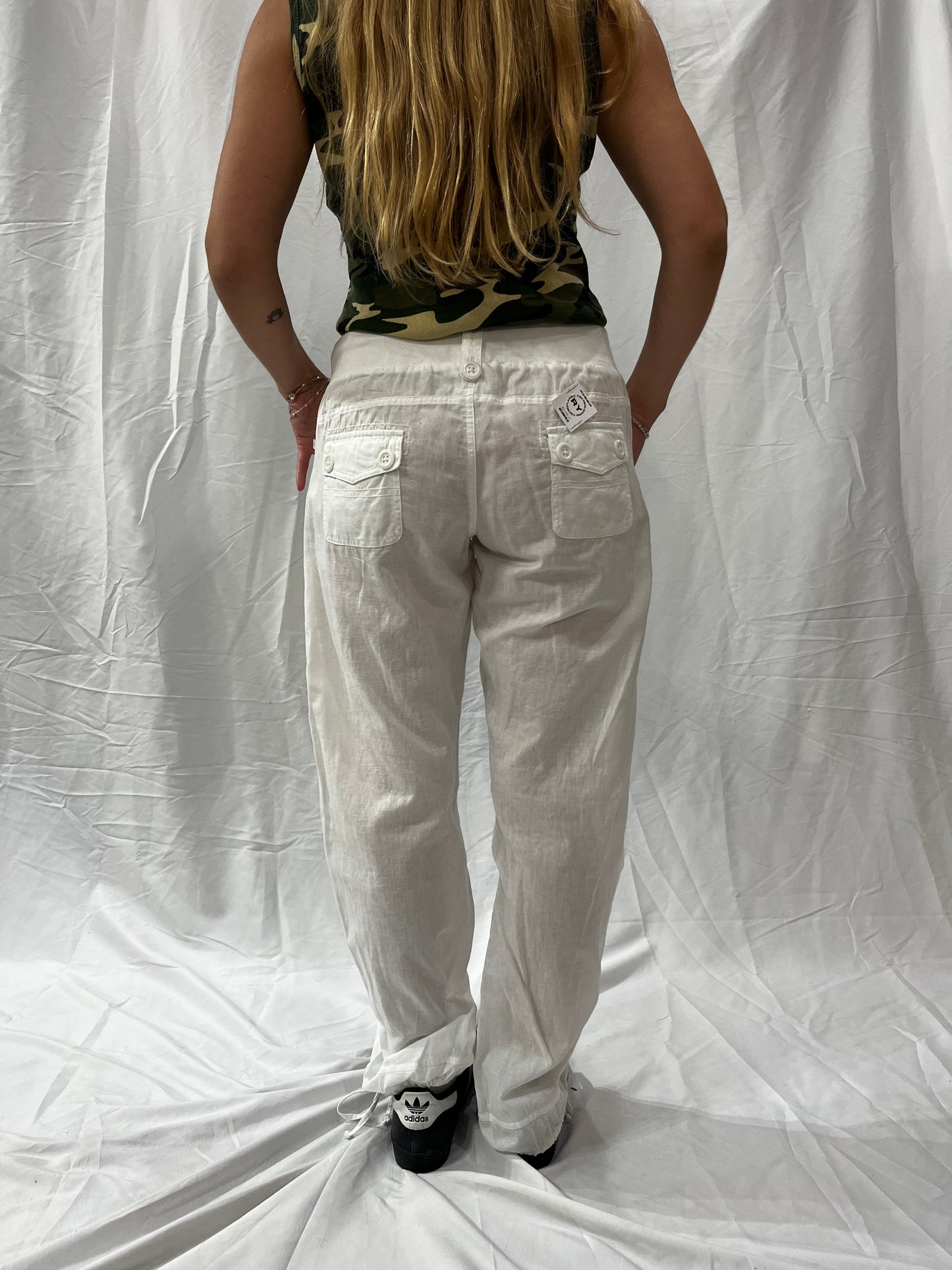 S - LVER Aqua Linen Wide Leg Pant