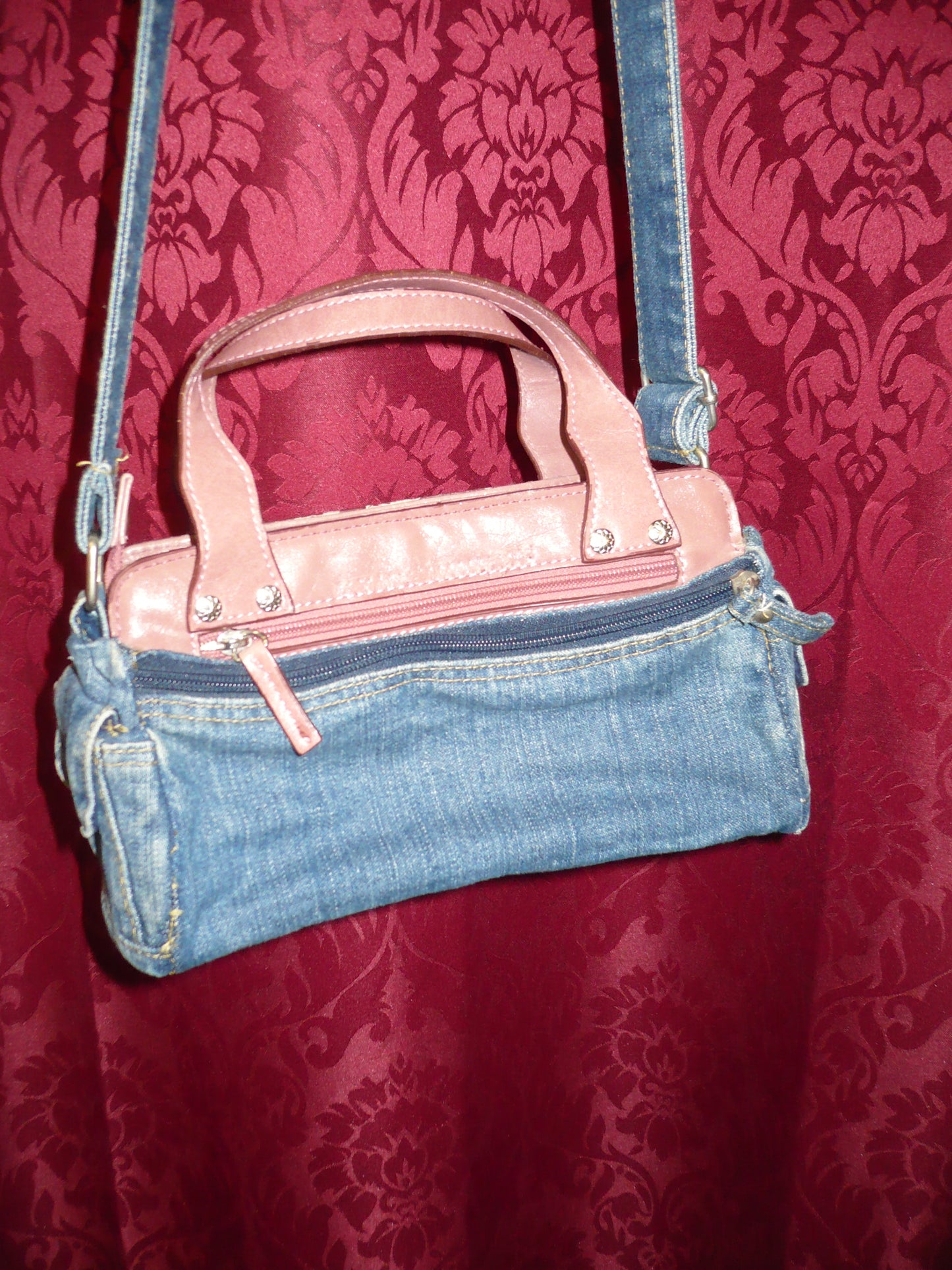 Joanne Denim + Pink Mini Purse