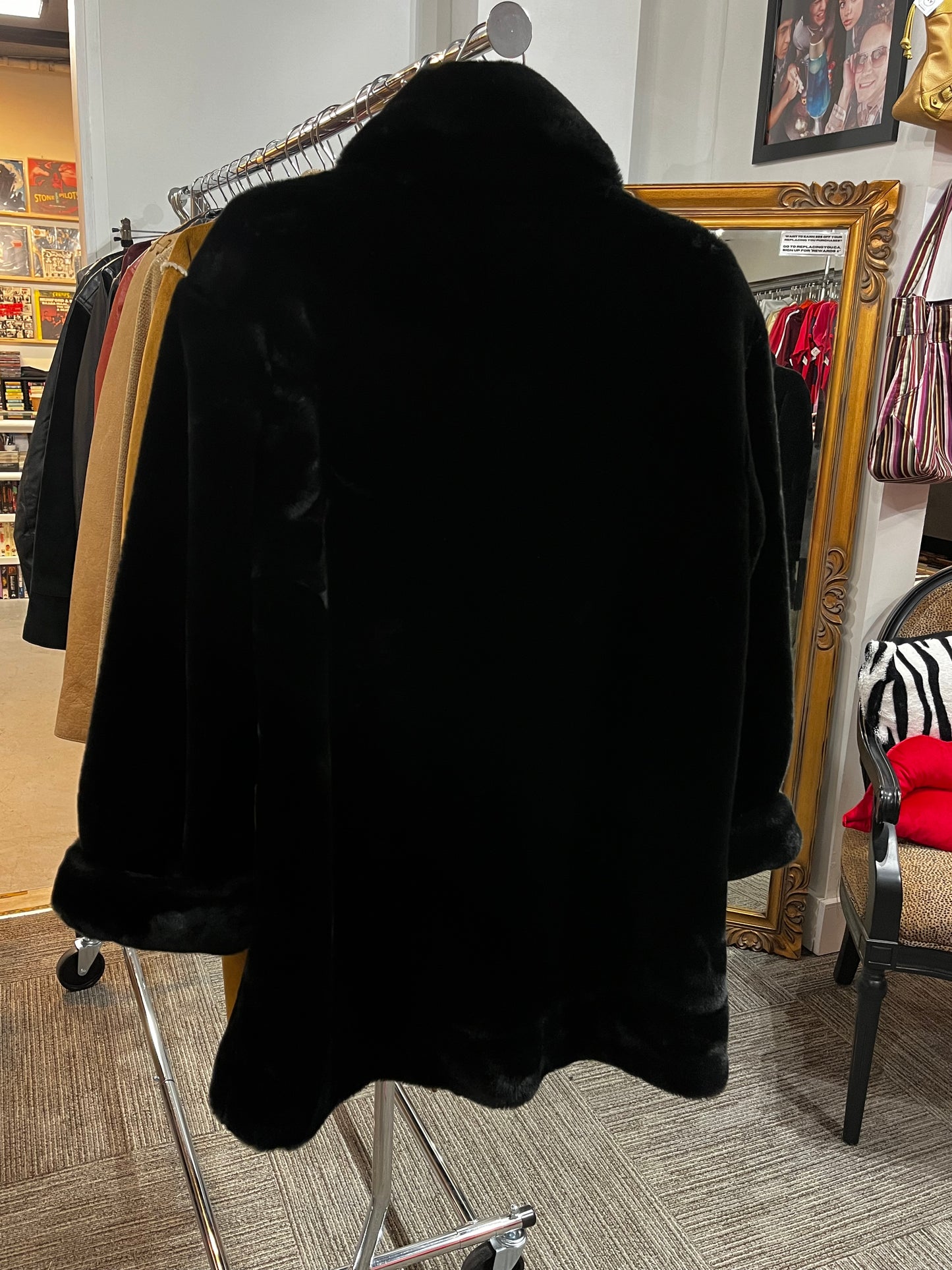S/M - Liz Claiborne Faux Fur Mid Length Jacket