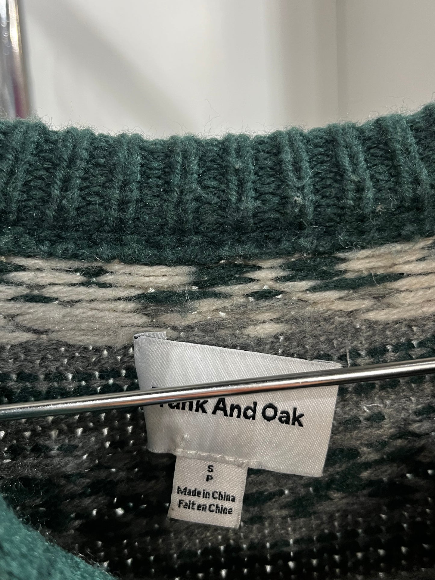M - Frank And Oak Wool Blend Patterned Knit Sweater