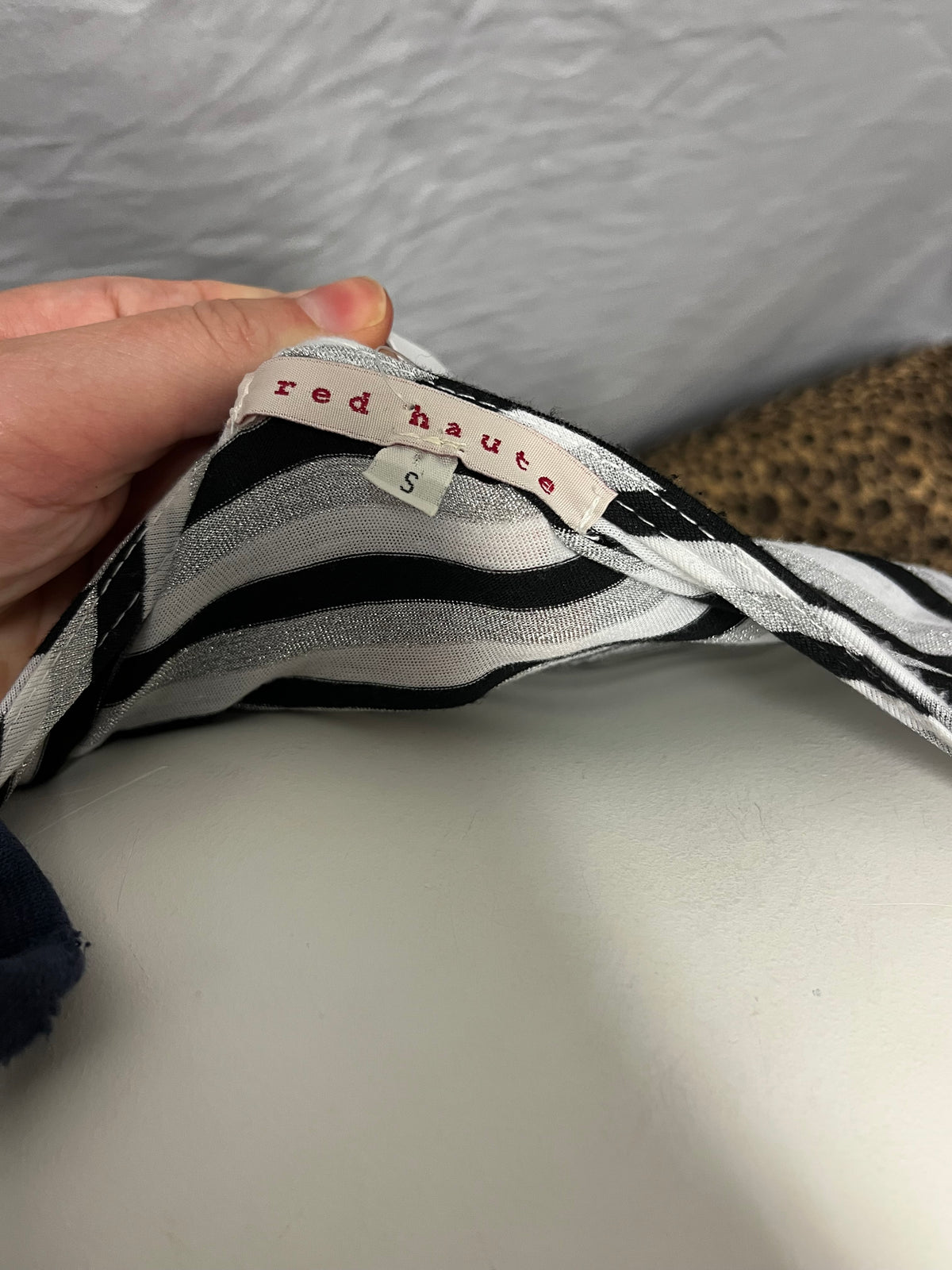 S - Red Haute Y2K Stripe Slouch Top