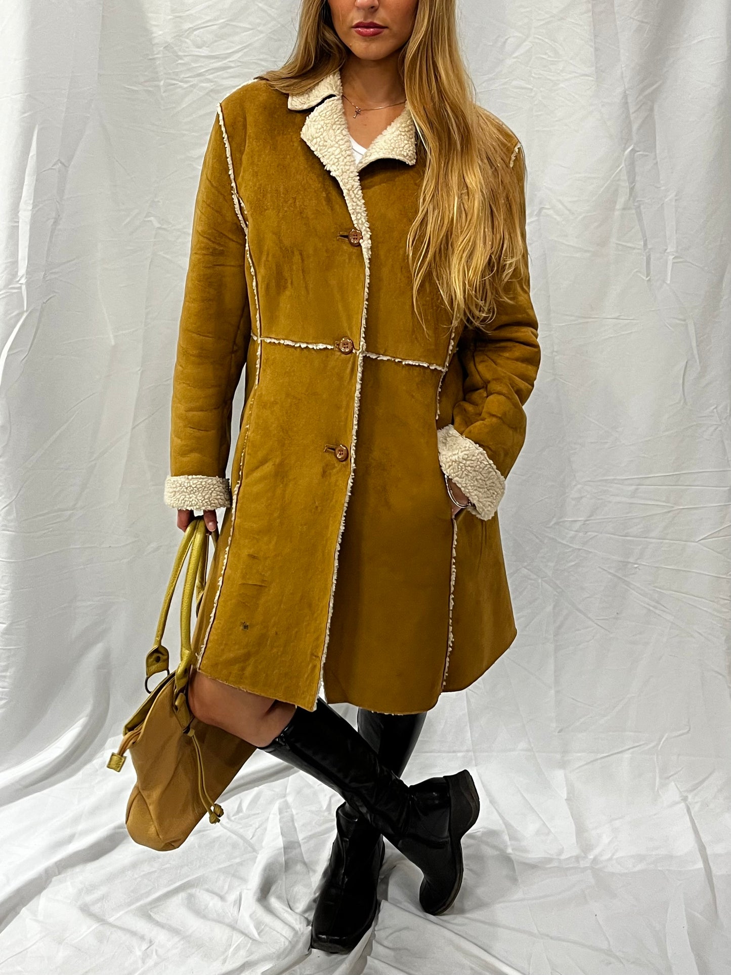 M - XNTRIK 90s Faux Suede Mid Length Jacket