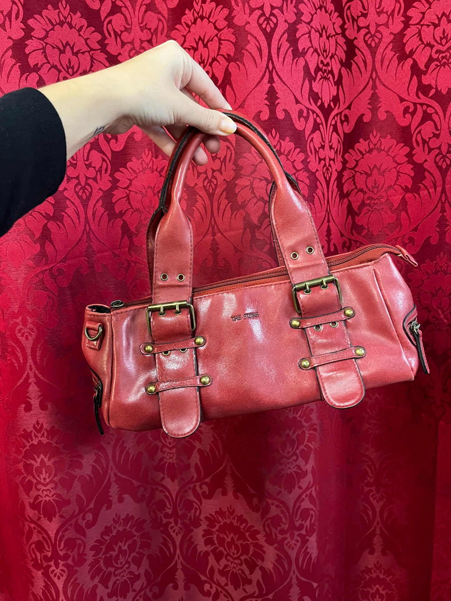 Purse - The Stone Red + Gold Buckle Shoulder Bag