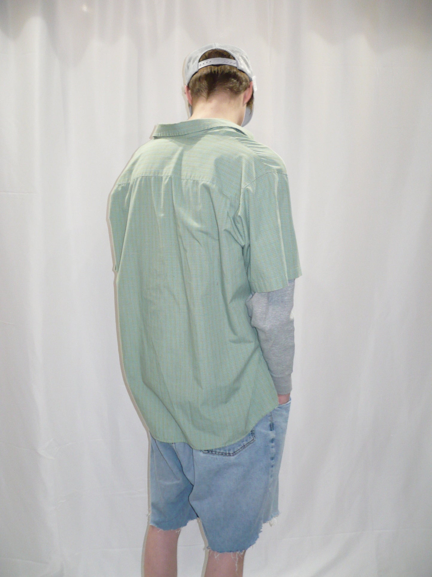 Hunt Club Green Plaid Short Sleeve Button Down