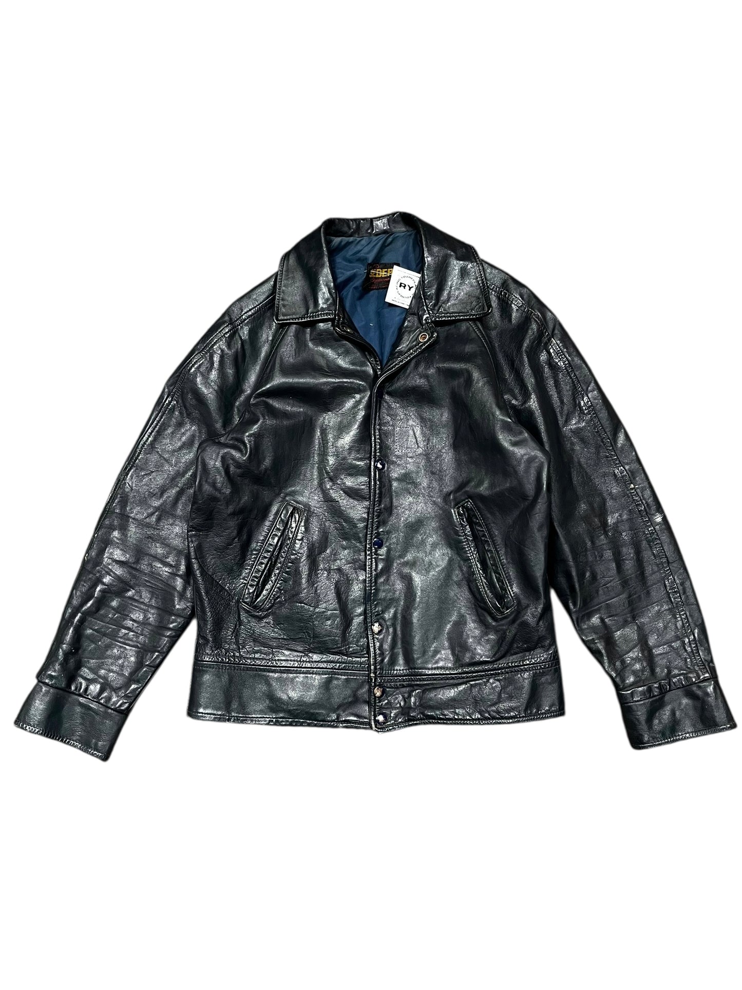 M - 1960s Seder Genuine Leather Car Coat Made In Canada
