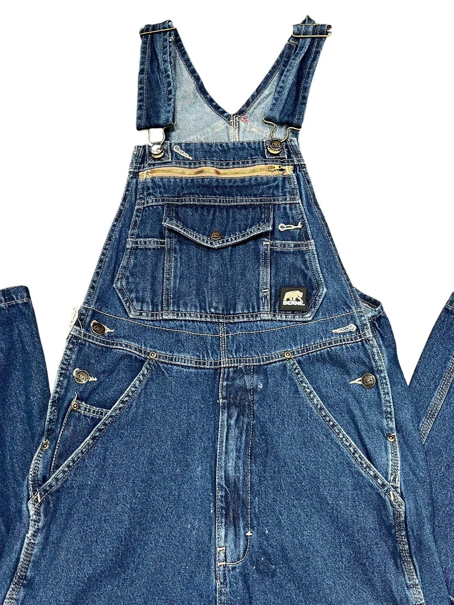 30" - Berne Dark Wash Denim Overalls