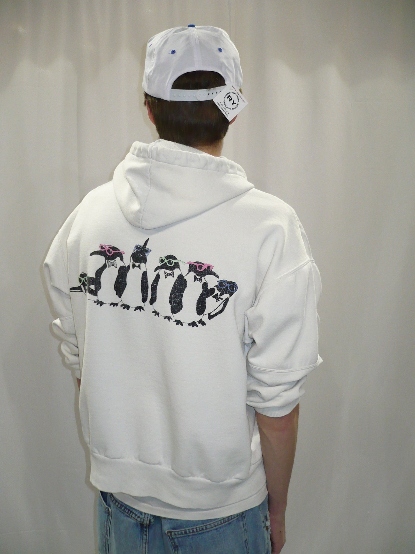 Earl's Penguins 90s White Boxy Hoodie