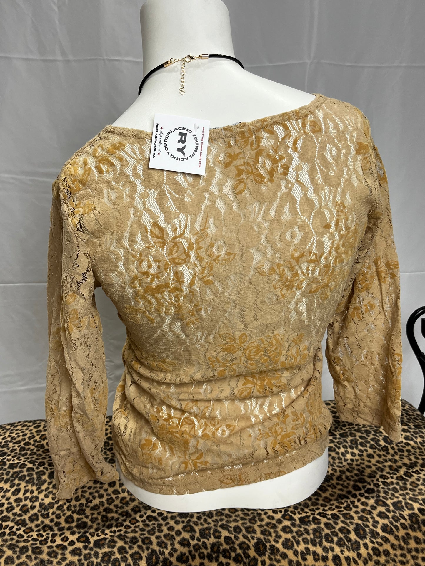 Lace Mesh 3/4 Sleeve 00s Top