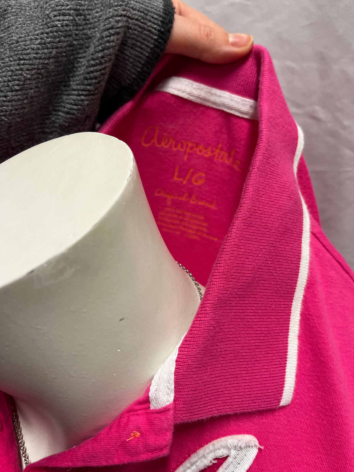 L - Aeropostale Y2K Pink Applique Polo Tee