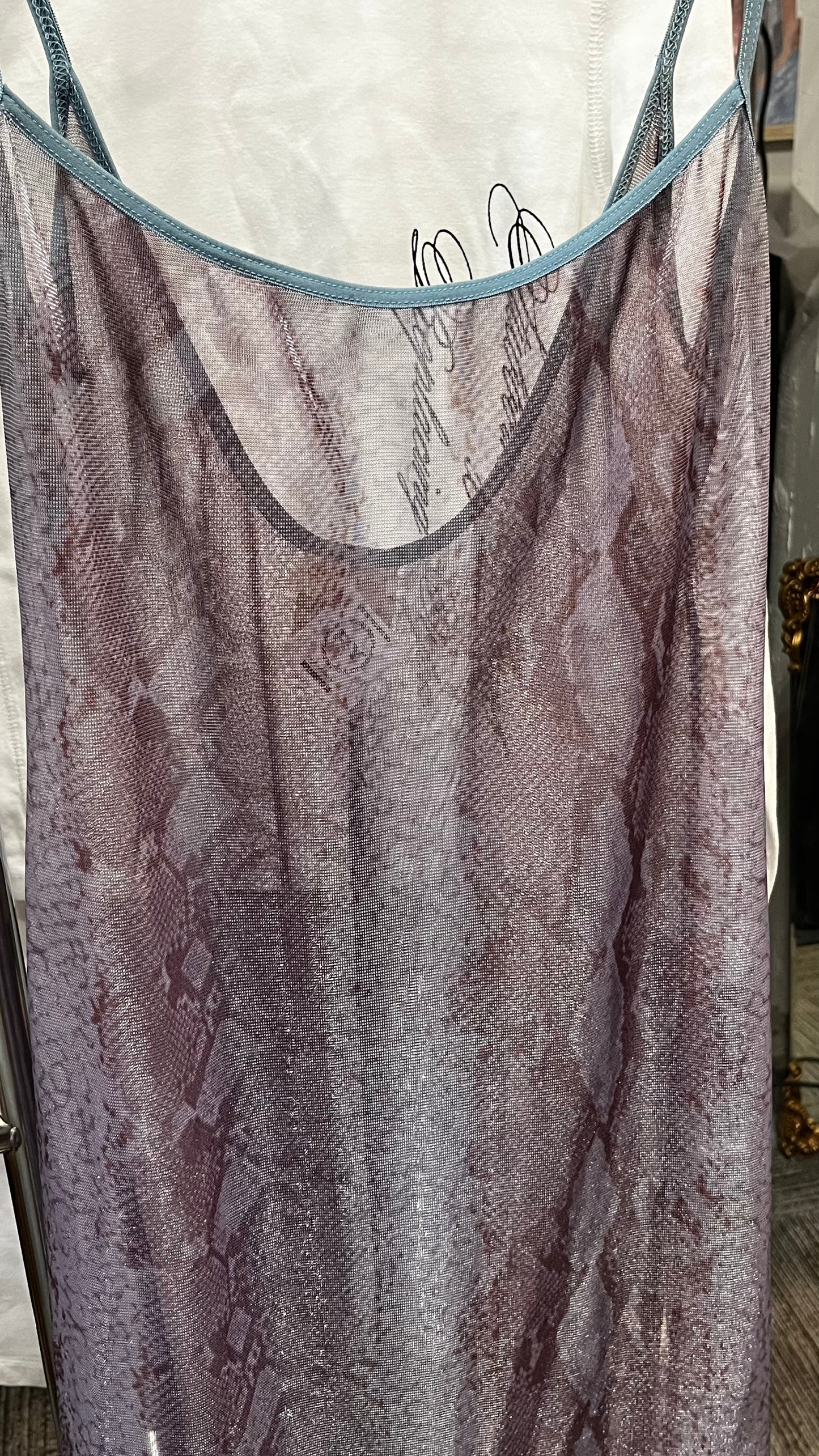 S - 90s Silk & Satin Sheer Snakeskin Nightgown