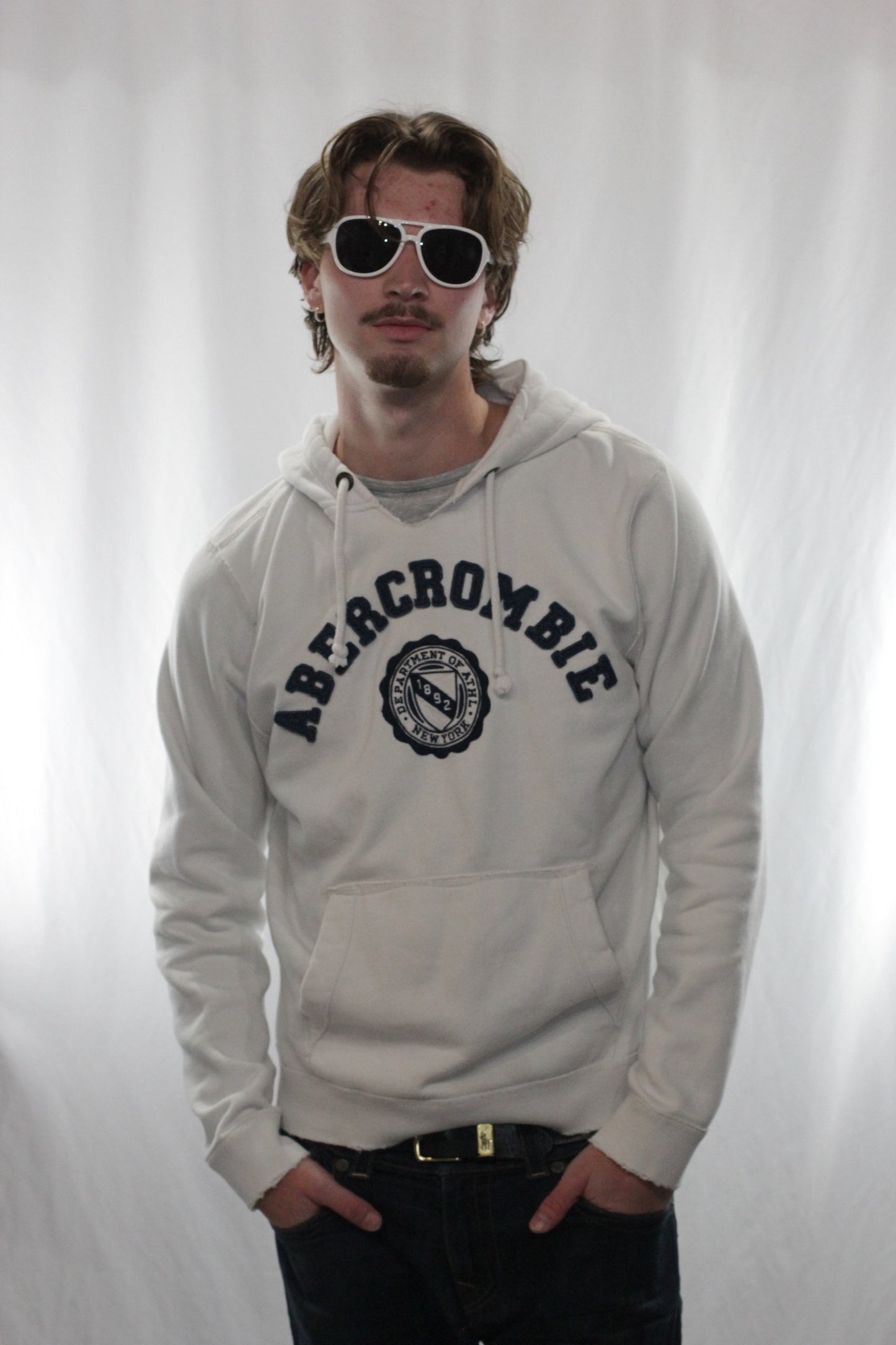 XXL - Abercrombie & Fitch White Applique Lettering Hoodie
