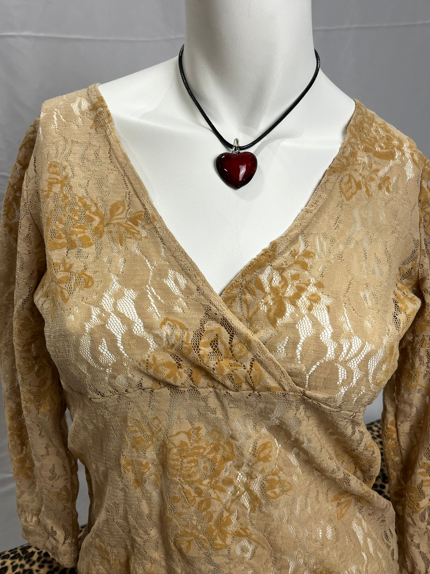 Lace Mesh 3/4 Sleeve 00s Top
