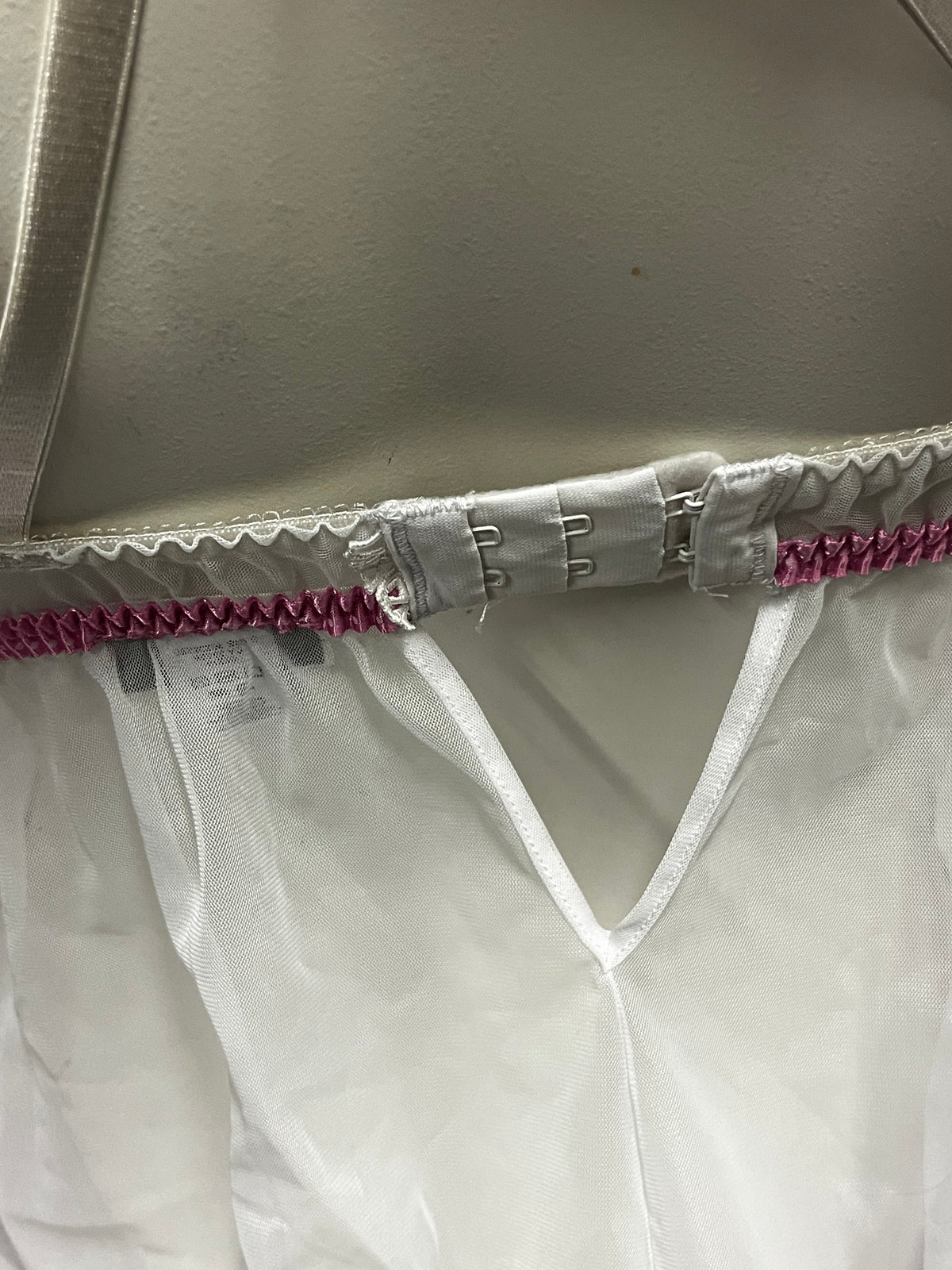M - La Senza 2000s White + Pink Polka Dot Bra Cami Top