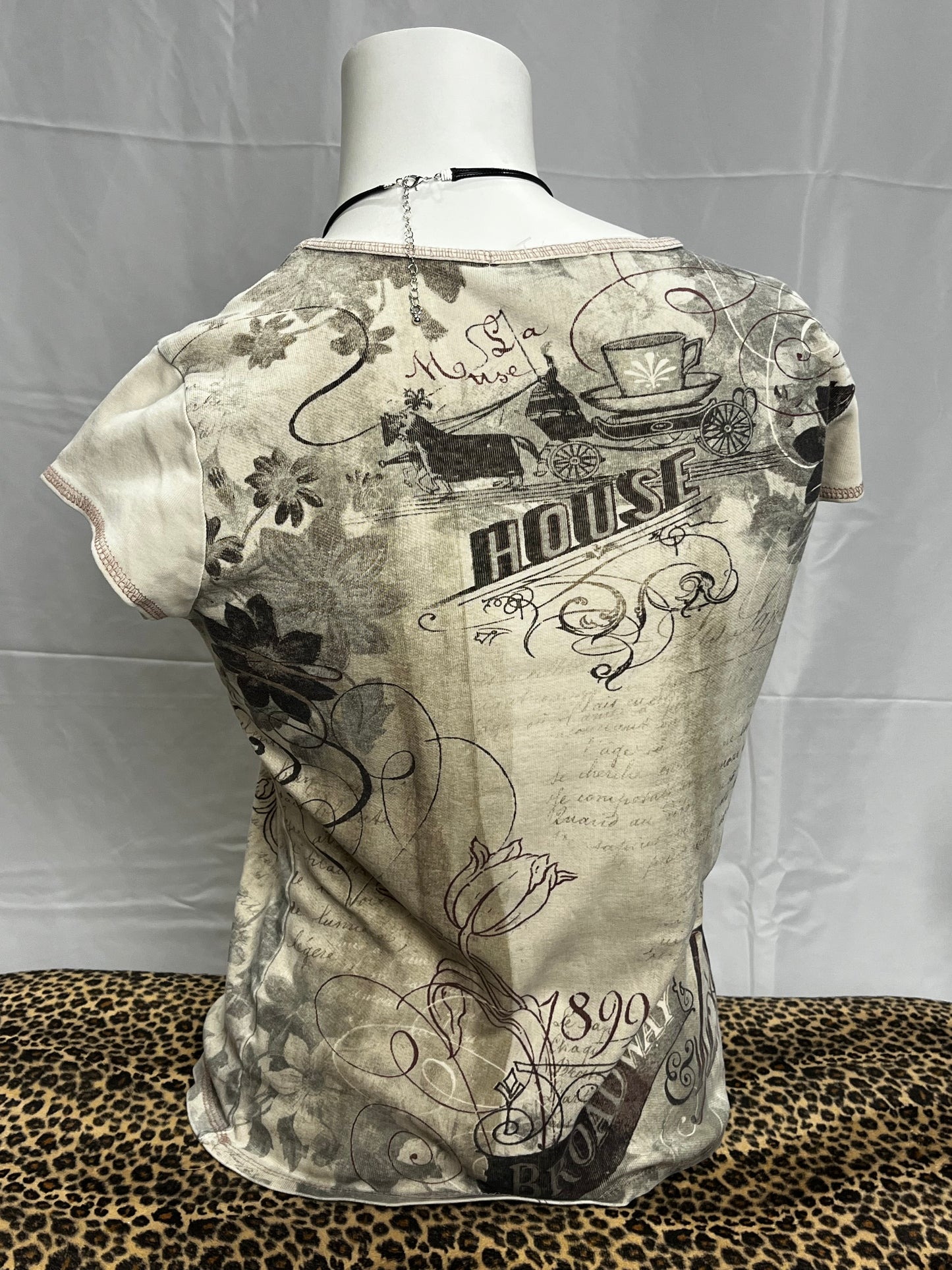 Broadway Tea House All-Over Graphic Top