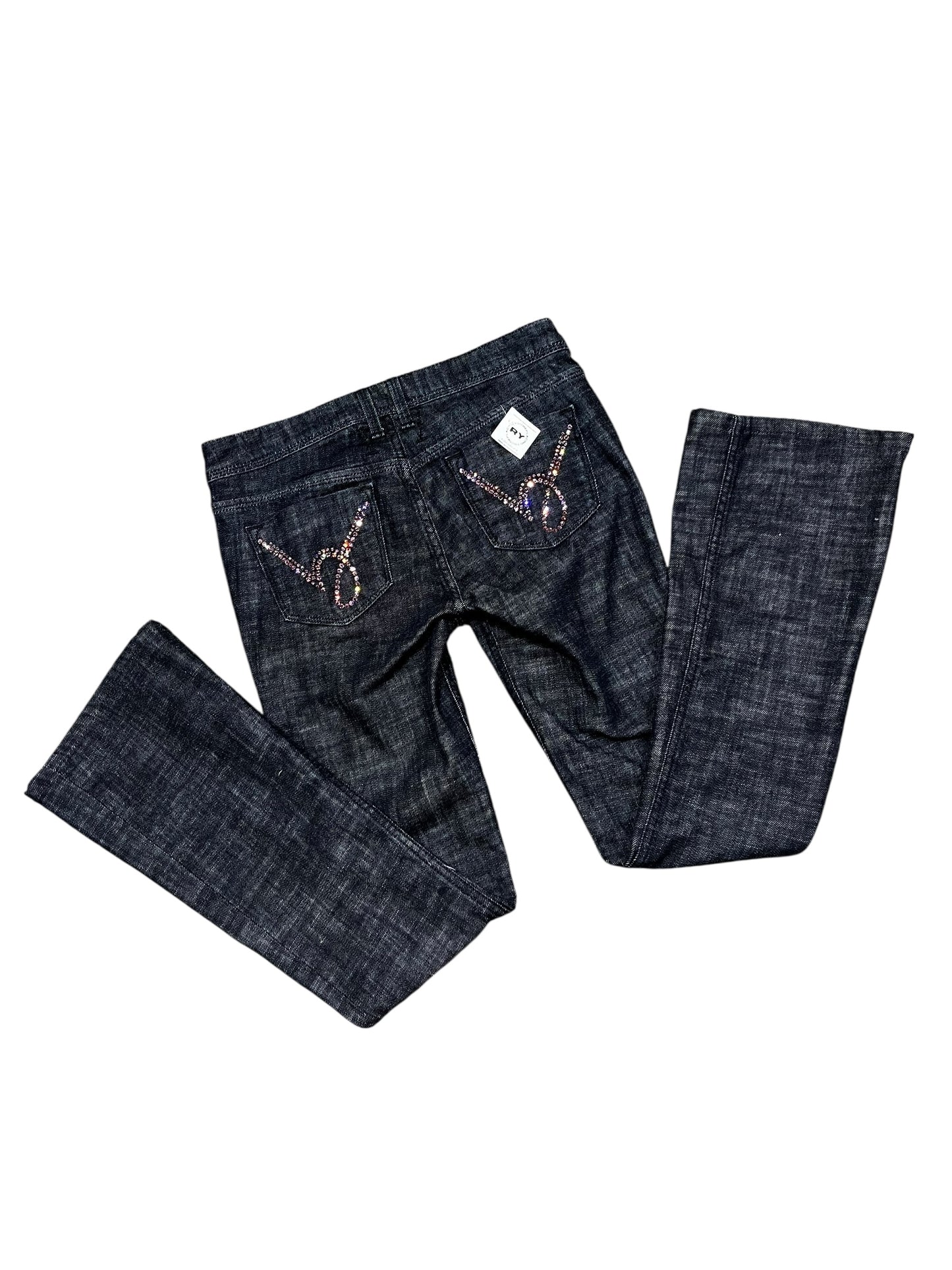 28" - BEBE 2000s Pink Rhinestone Low-Rise Jeans