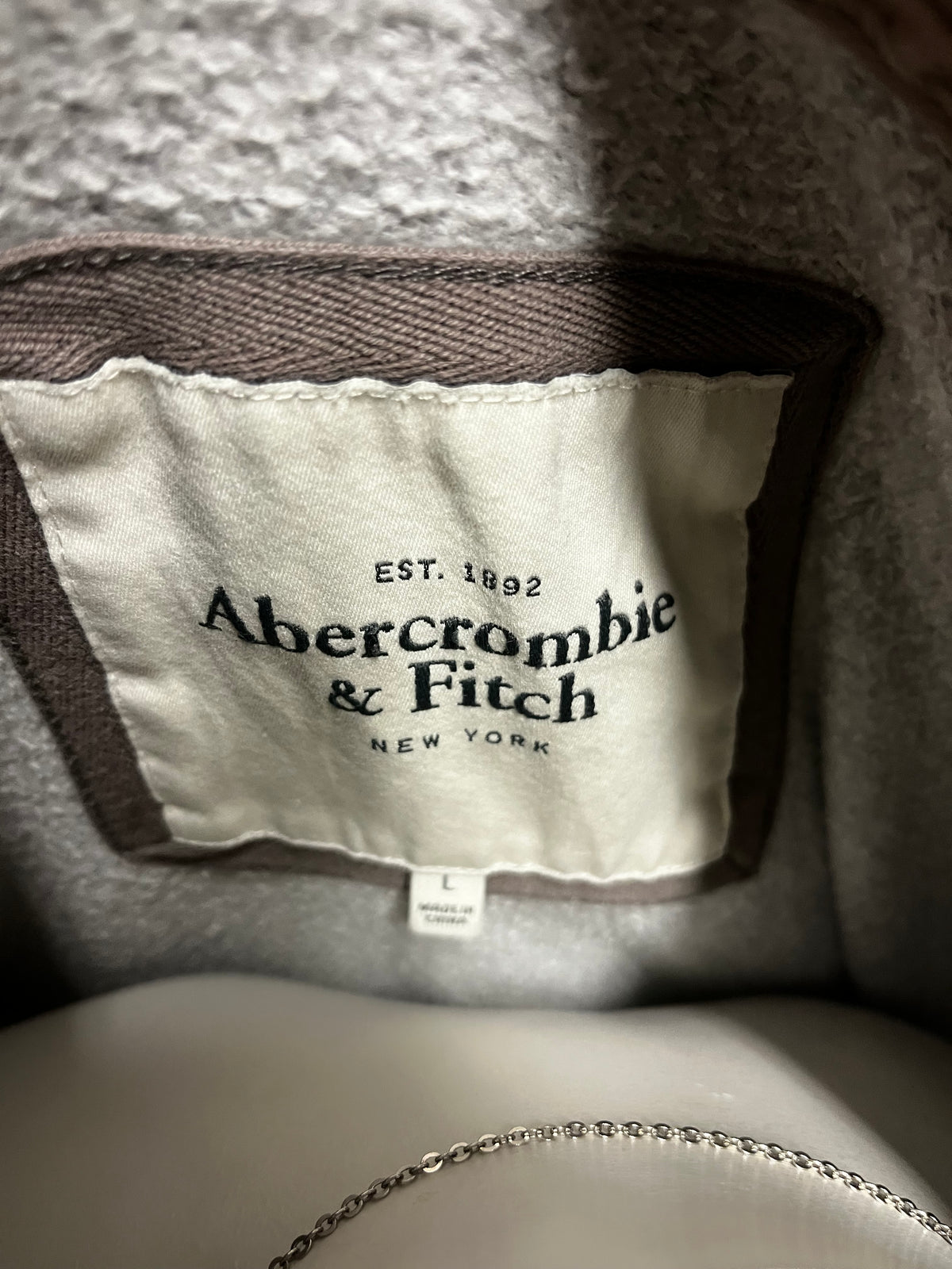 L - Abercrombie & Fitch Y2K Grey Applique Zip Hoodie
